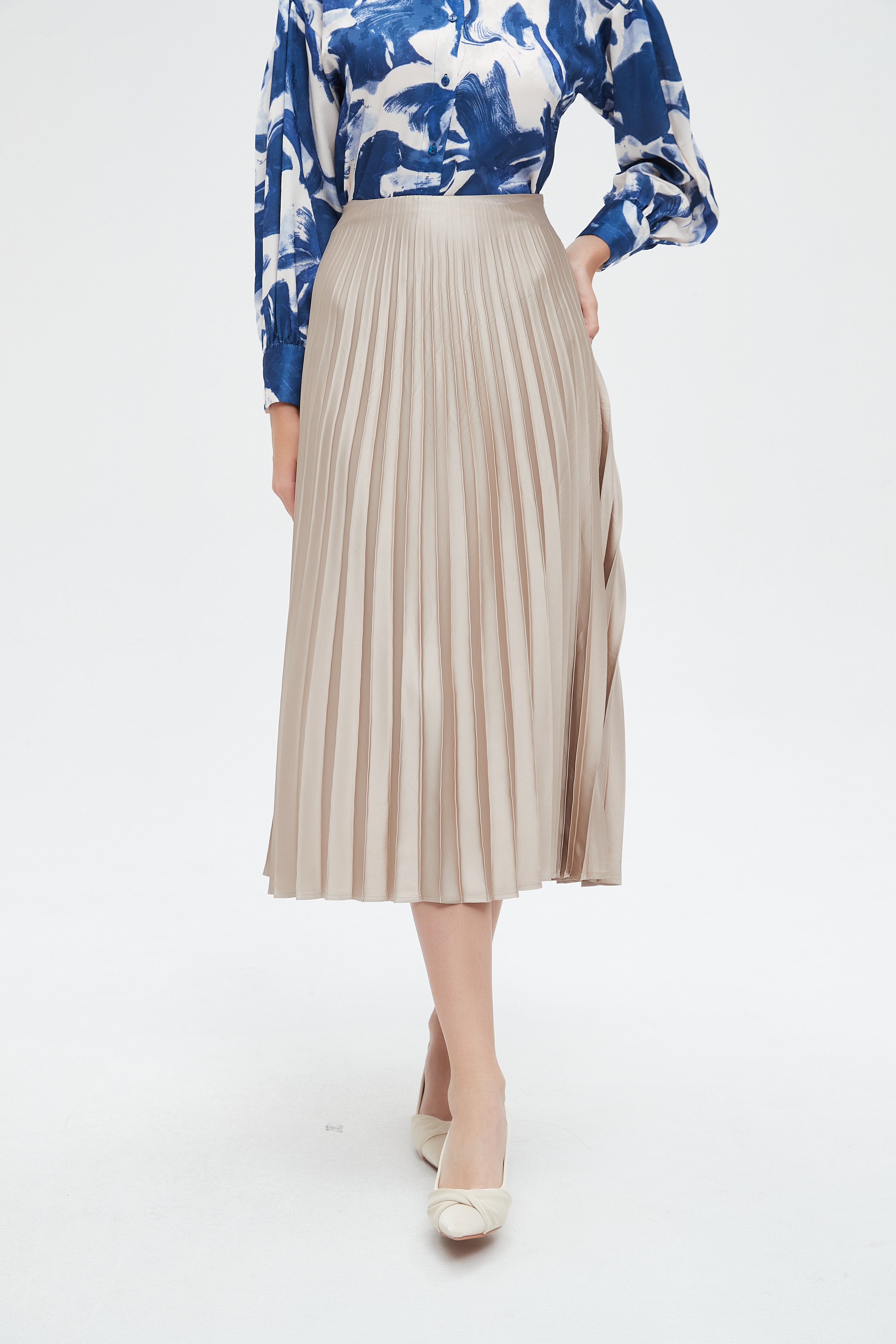 نتشي تنورة ميدي نسائية كشكش سادة