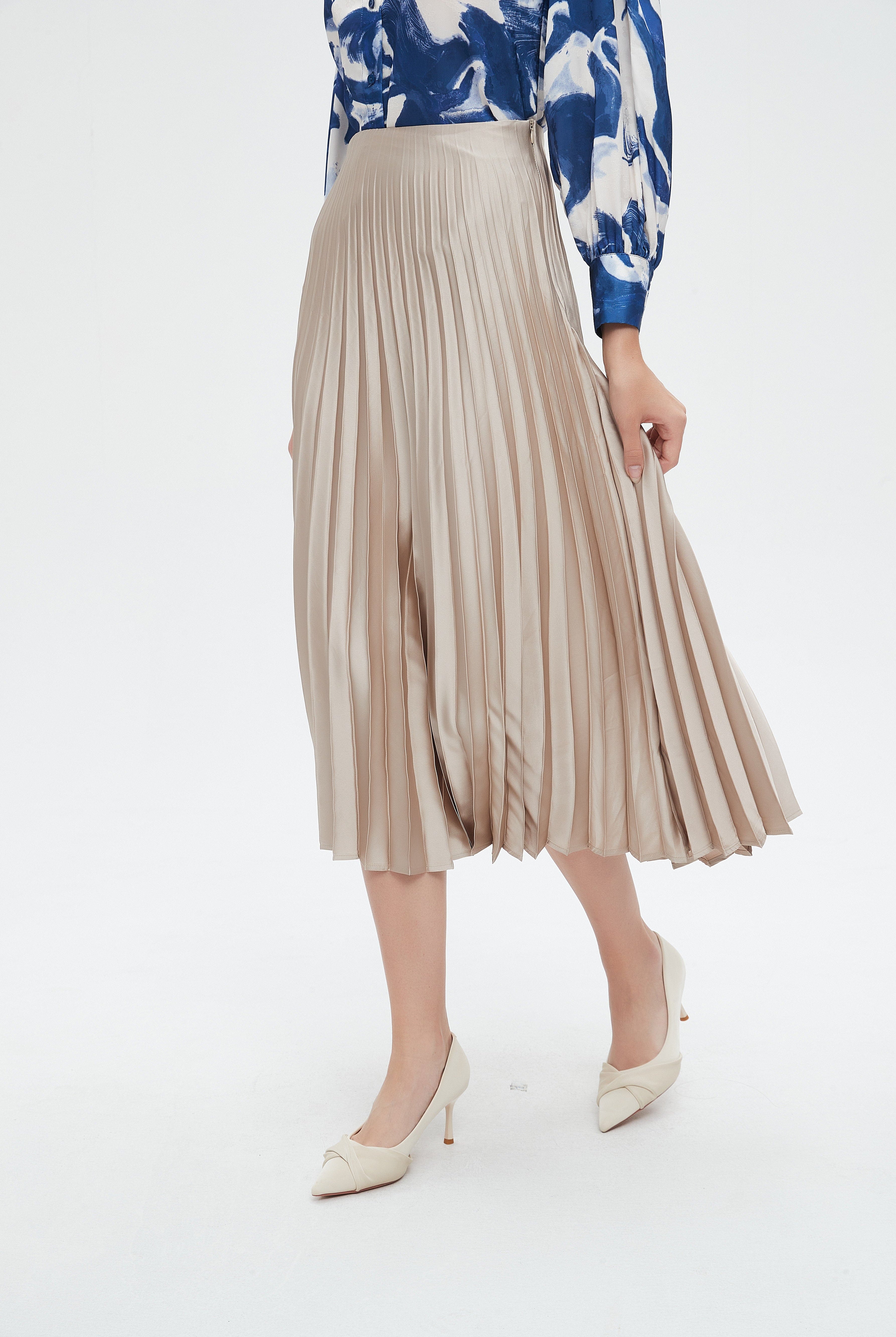 نتشي تنورة ميدي نسائية كشكش سادة