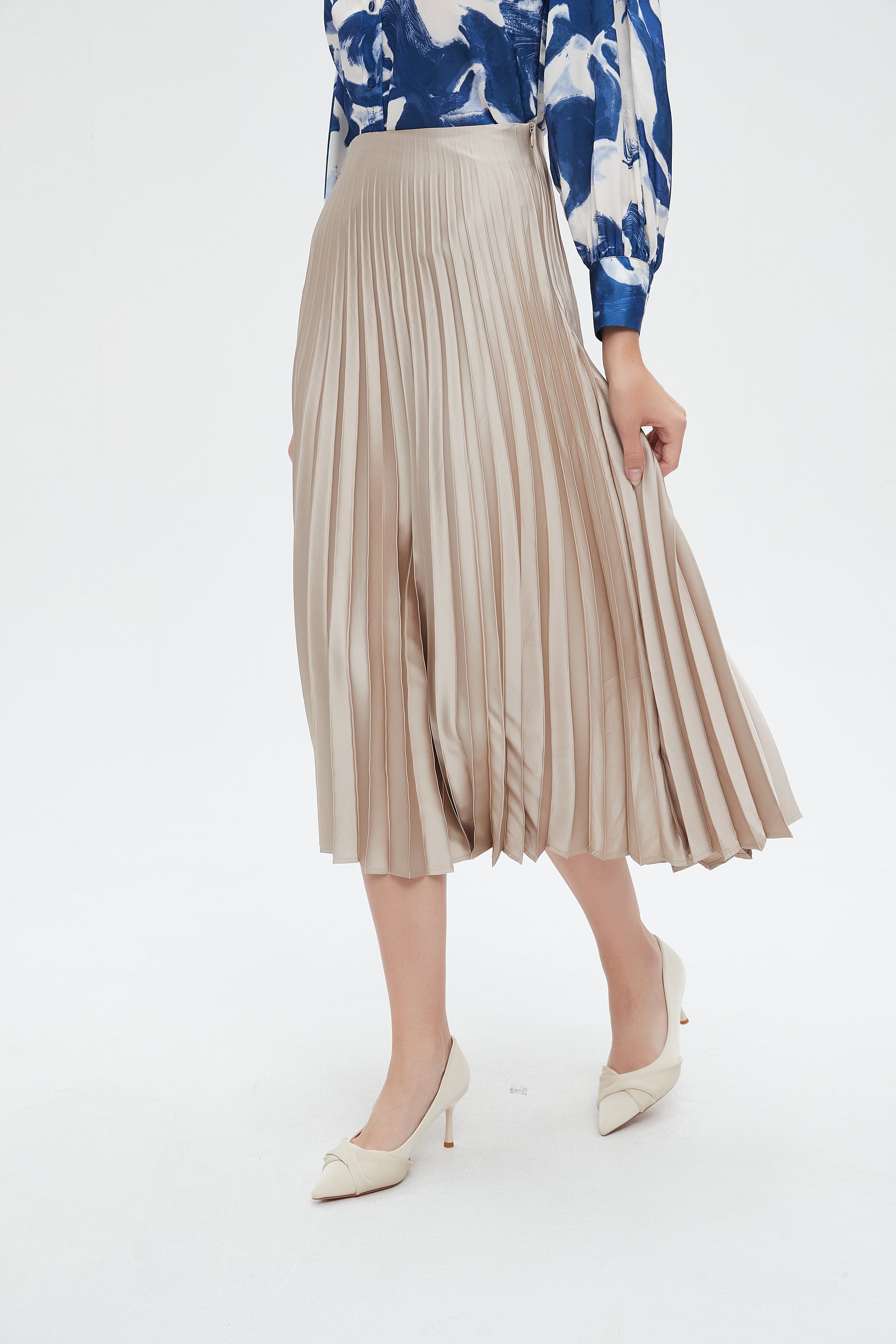 نتشي تنورة ميدي نسائية كشكش سادة