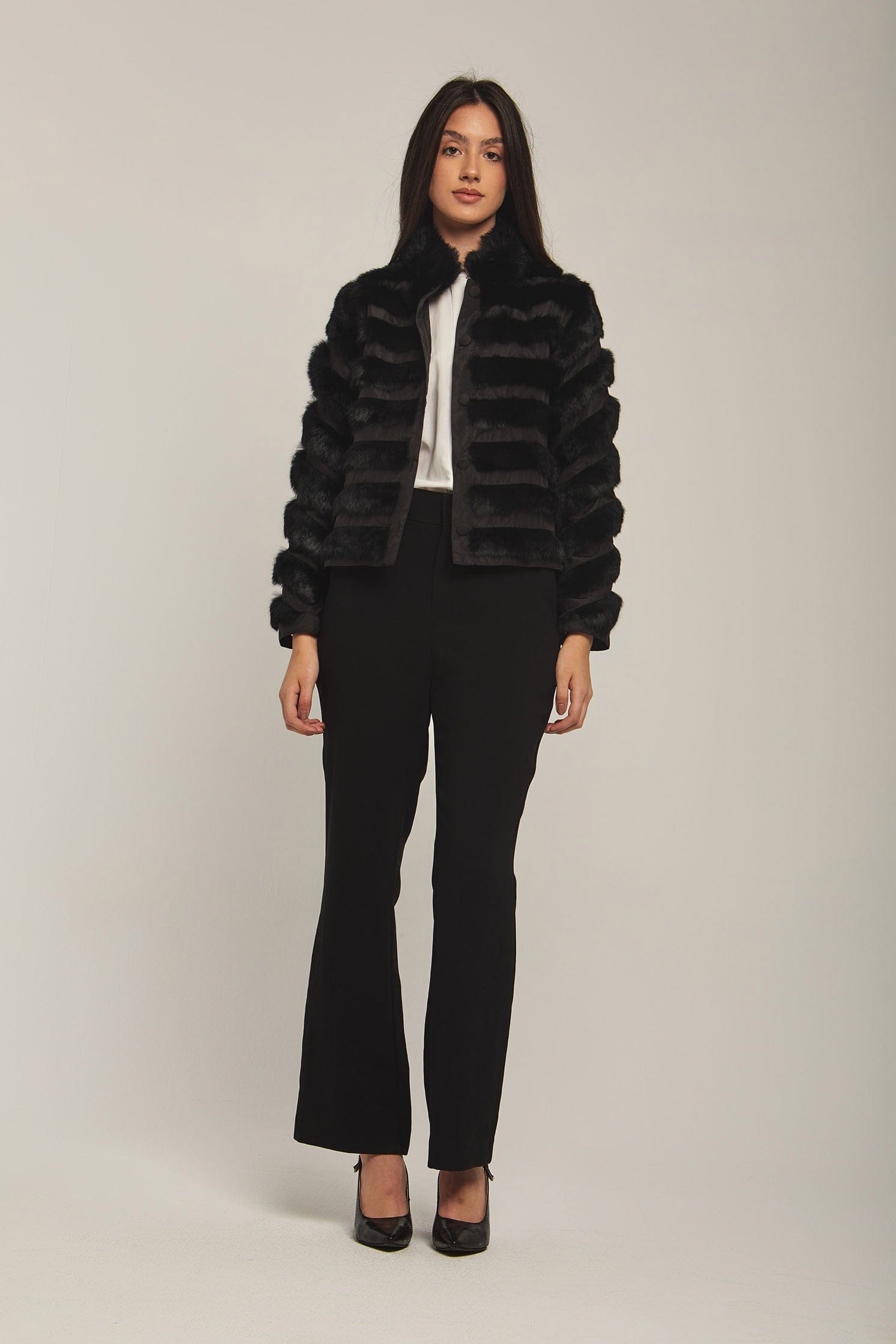 داليدرس فيست نسائي فرو كم طويل أسود