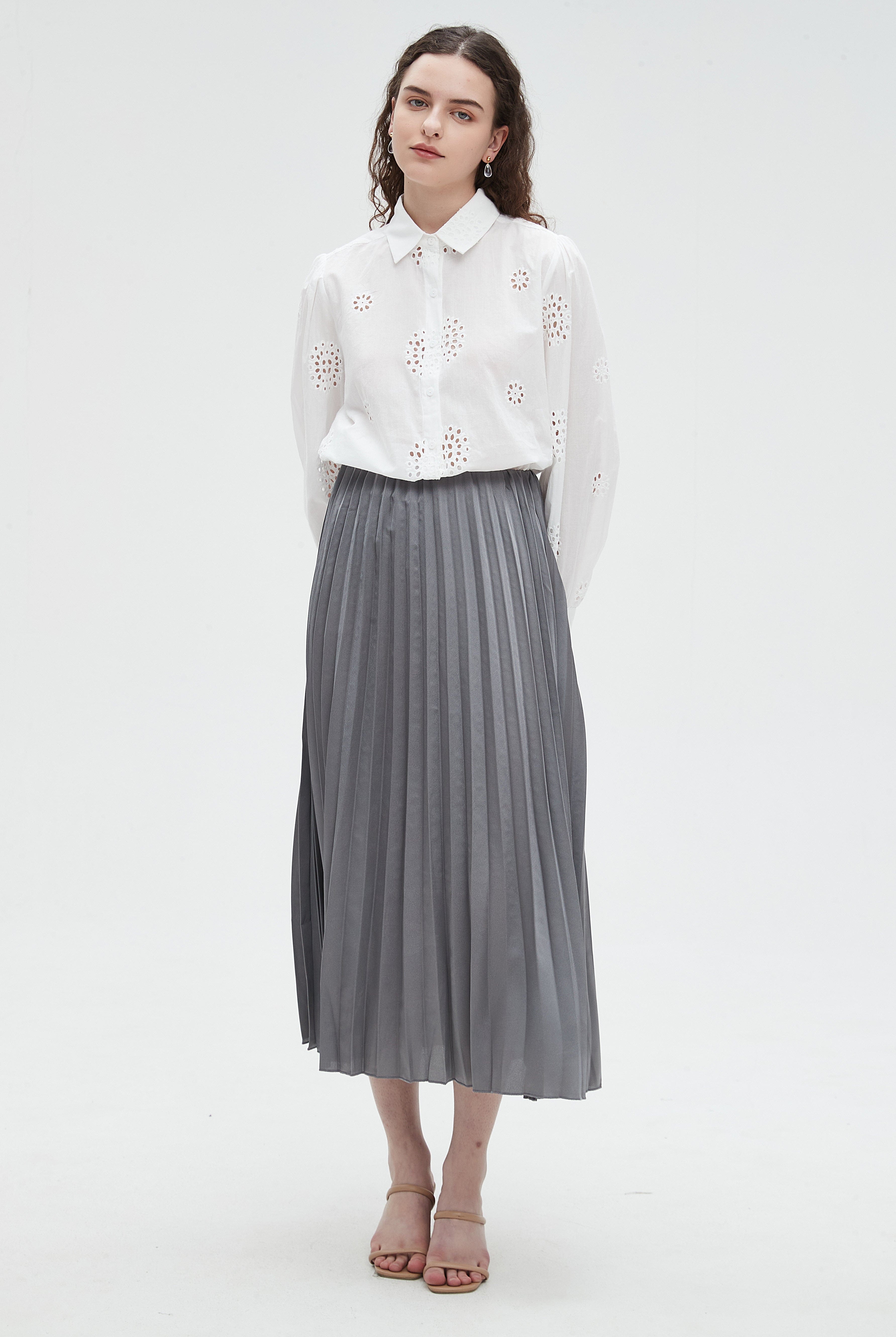 نتشي تنورة نسائي ميدي ساده مضلعة