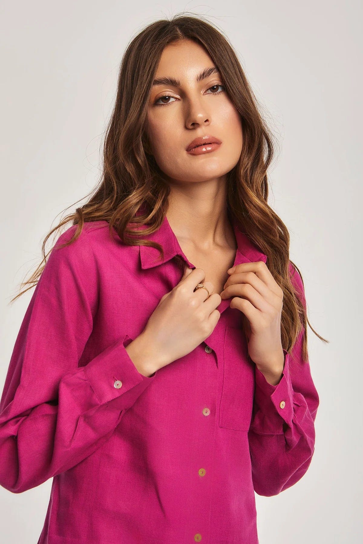 داليدرس فستان ميدي بأزرار أمامية كم طويل نسائي