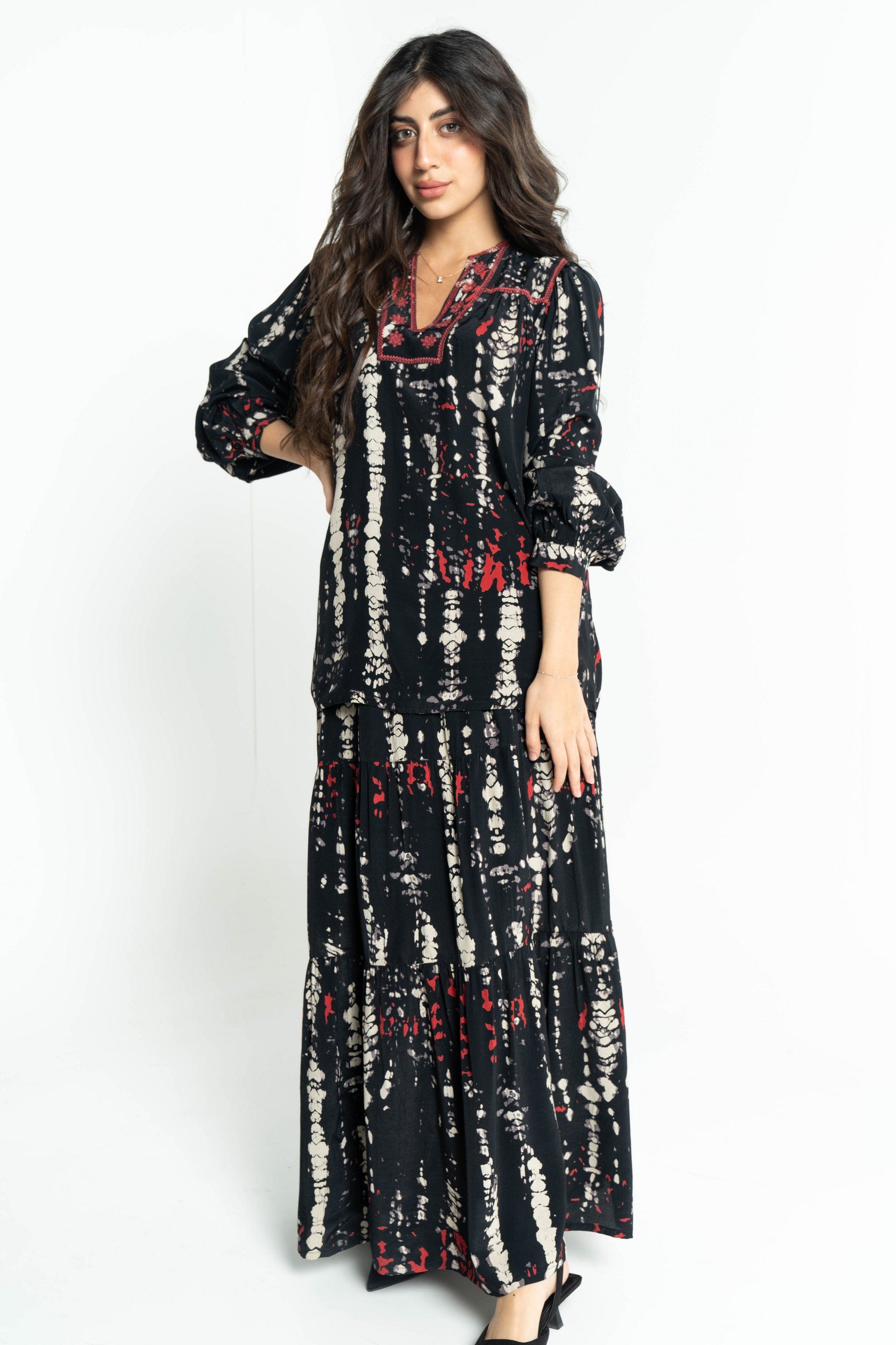 داليدرس تنورة طويلة نسائية مشبحة أزرق داكن