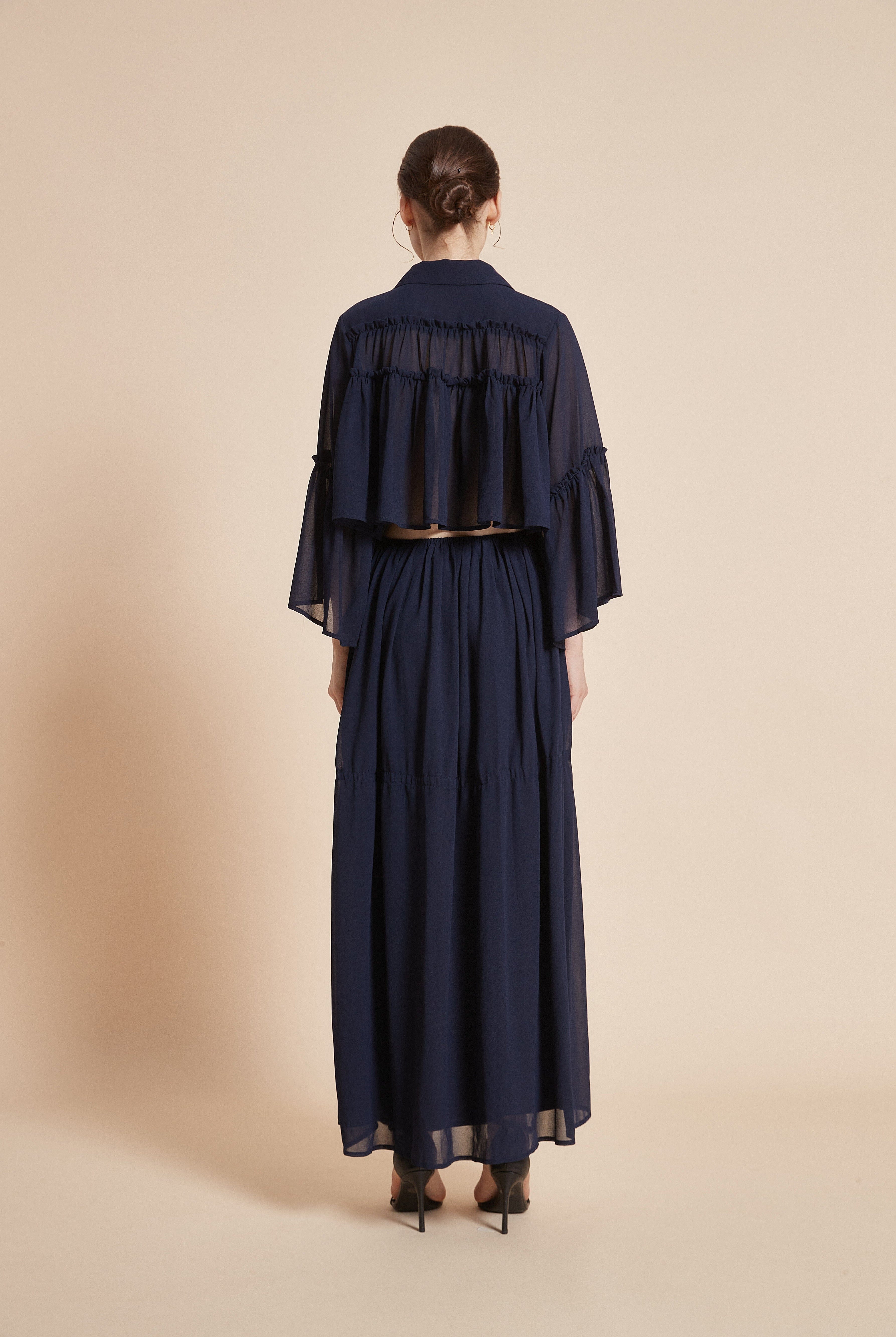 يولا تنورة نسائية طويلة واسعة بقصة كشكش