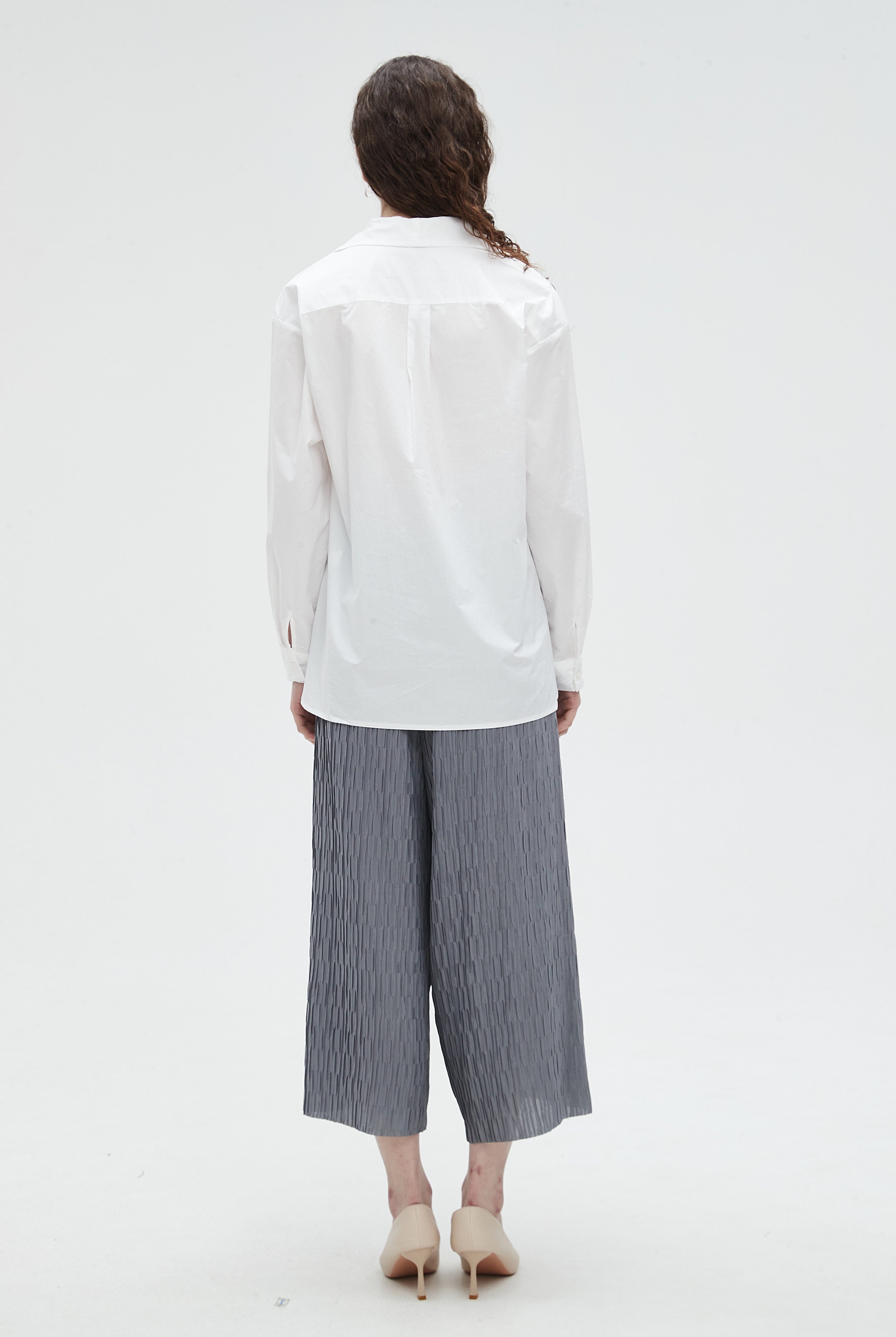 نتشي بلوزة نسائي ساده برقبه وكم طويل