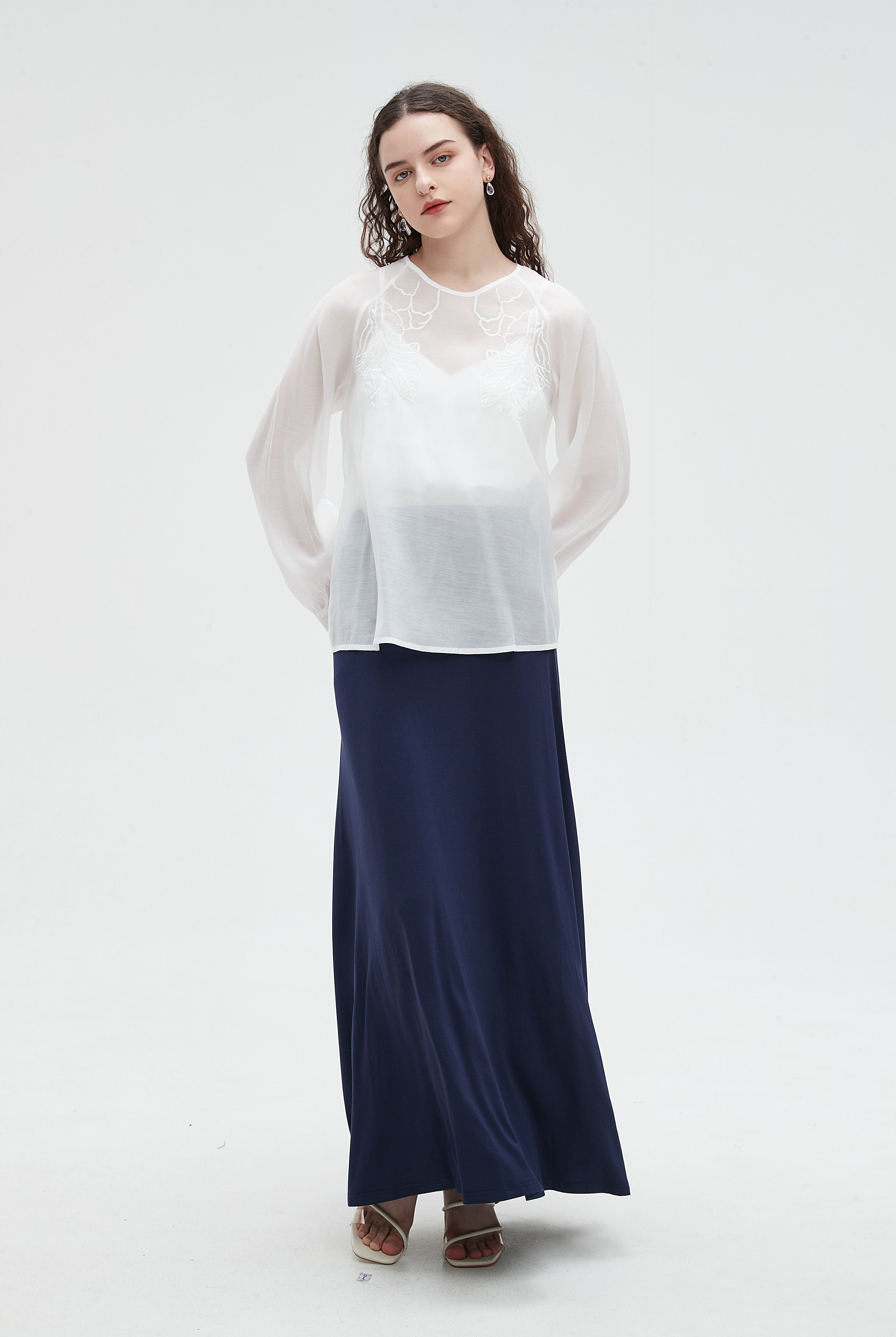 نتشي بلوزة نسائي شفافه بكم طويل