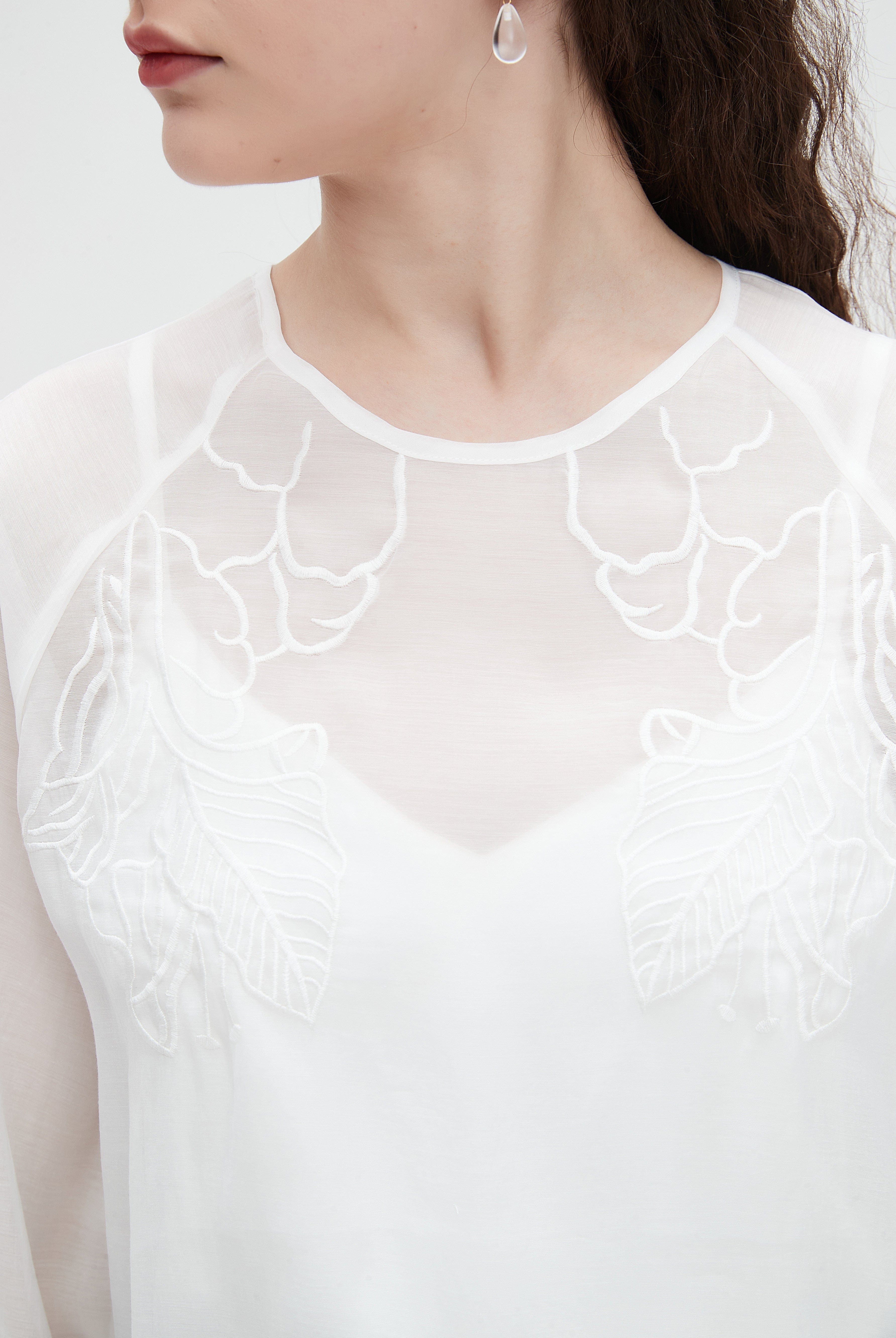 نتشي بلوزة نسائي شفافه بكم طويل