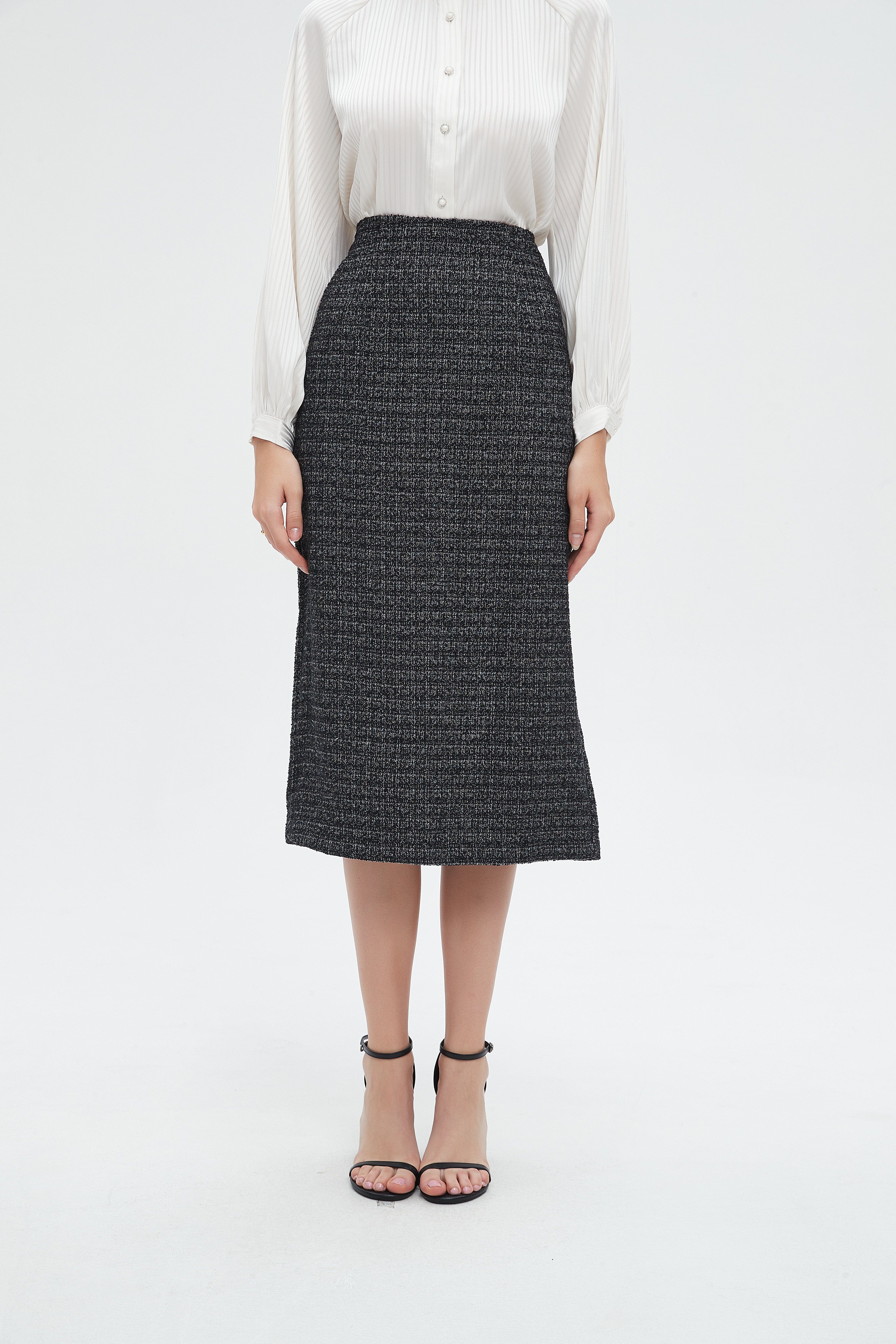 نتشي تنورة ميدي شتوية مخططة كاروهات