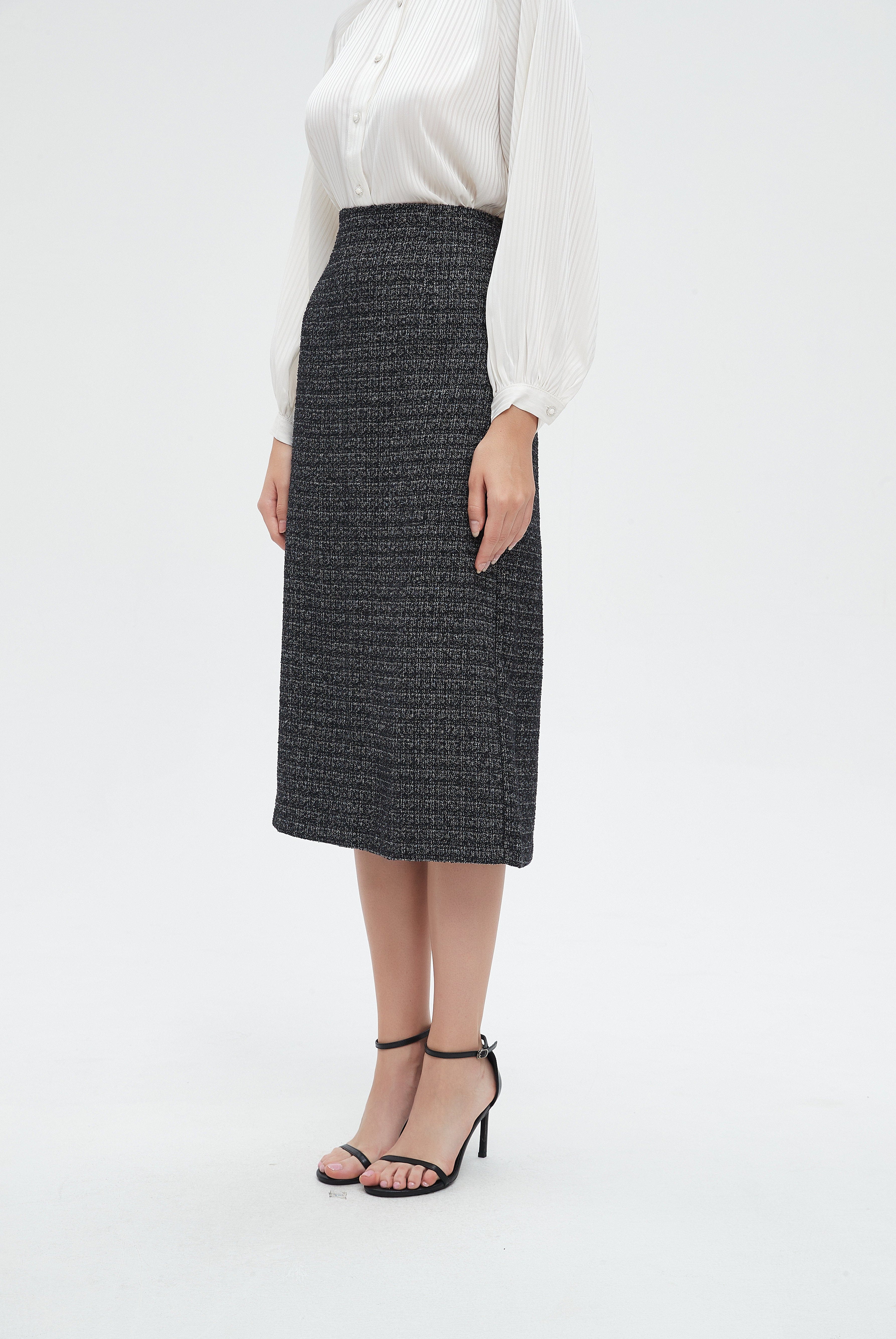 نتشي تنورة ميدي شتوية مخططة كاروهات