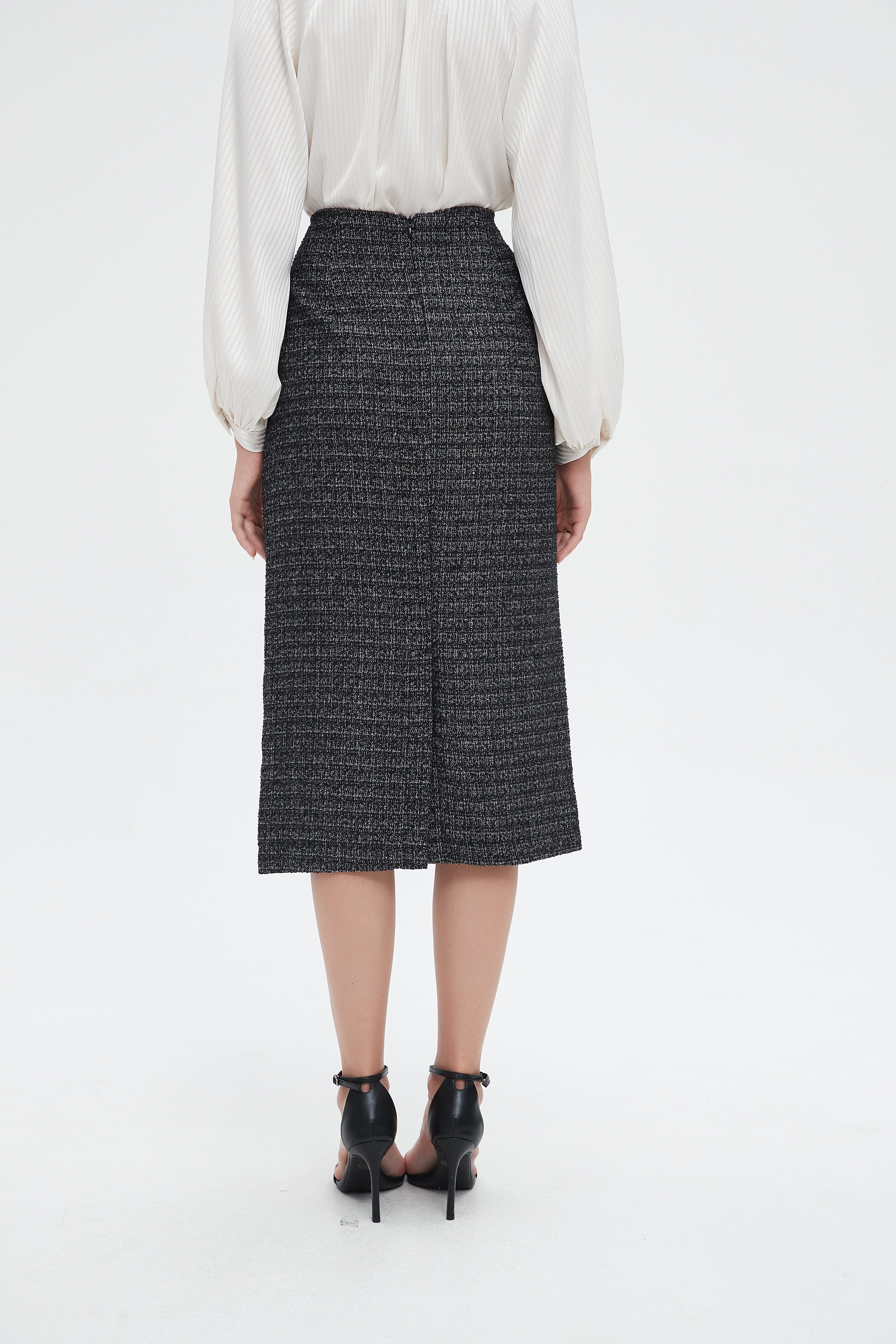 نتشي تنورة ميدي شتوية مخططة كاروهات