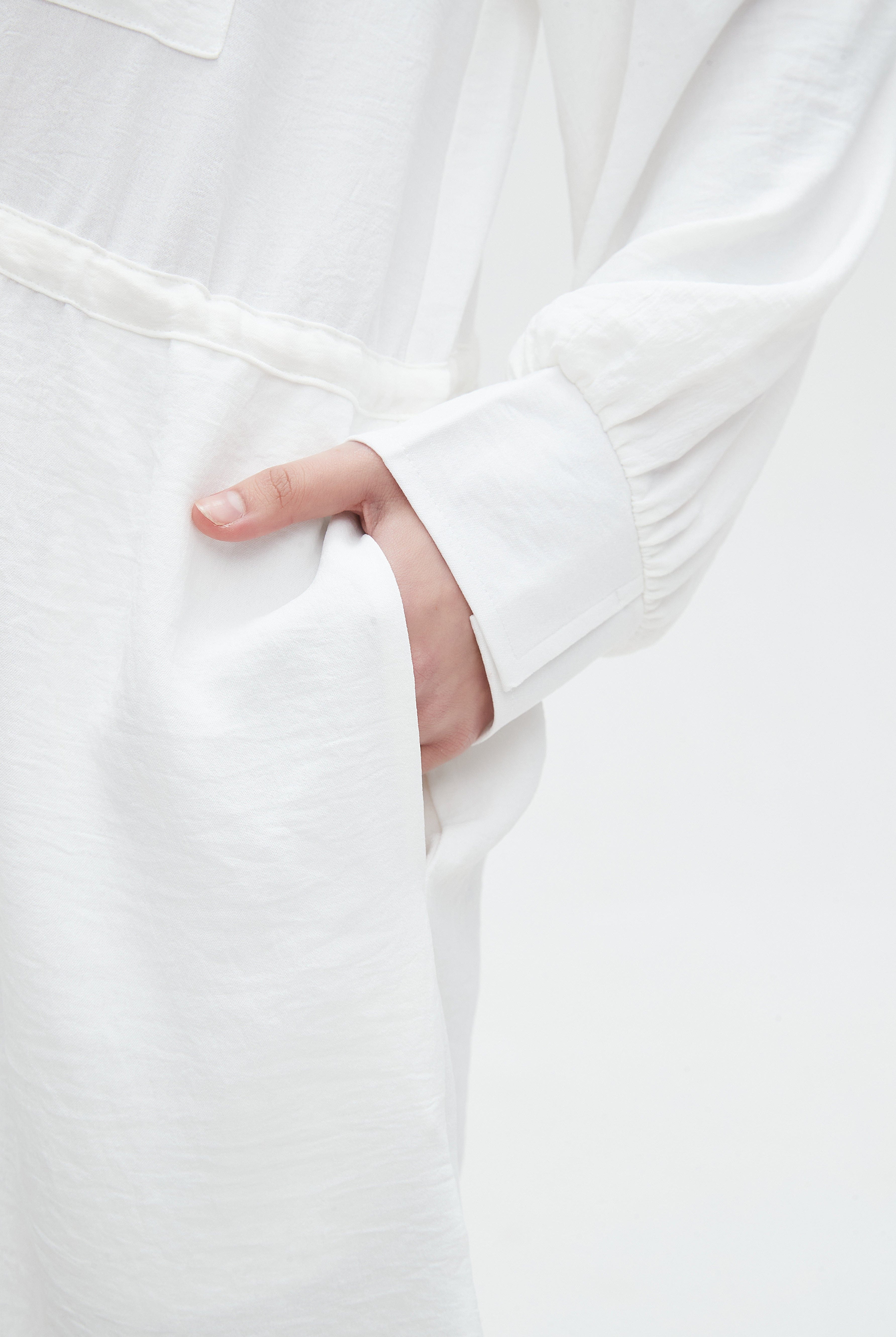 نتشي فستان نسائي ميدي بأكمام طويلة ورباط على الخصر سادة