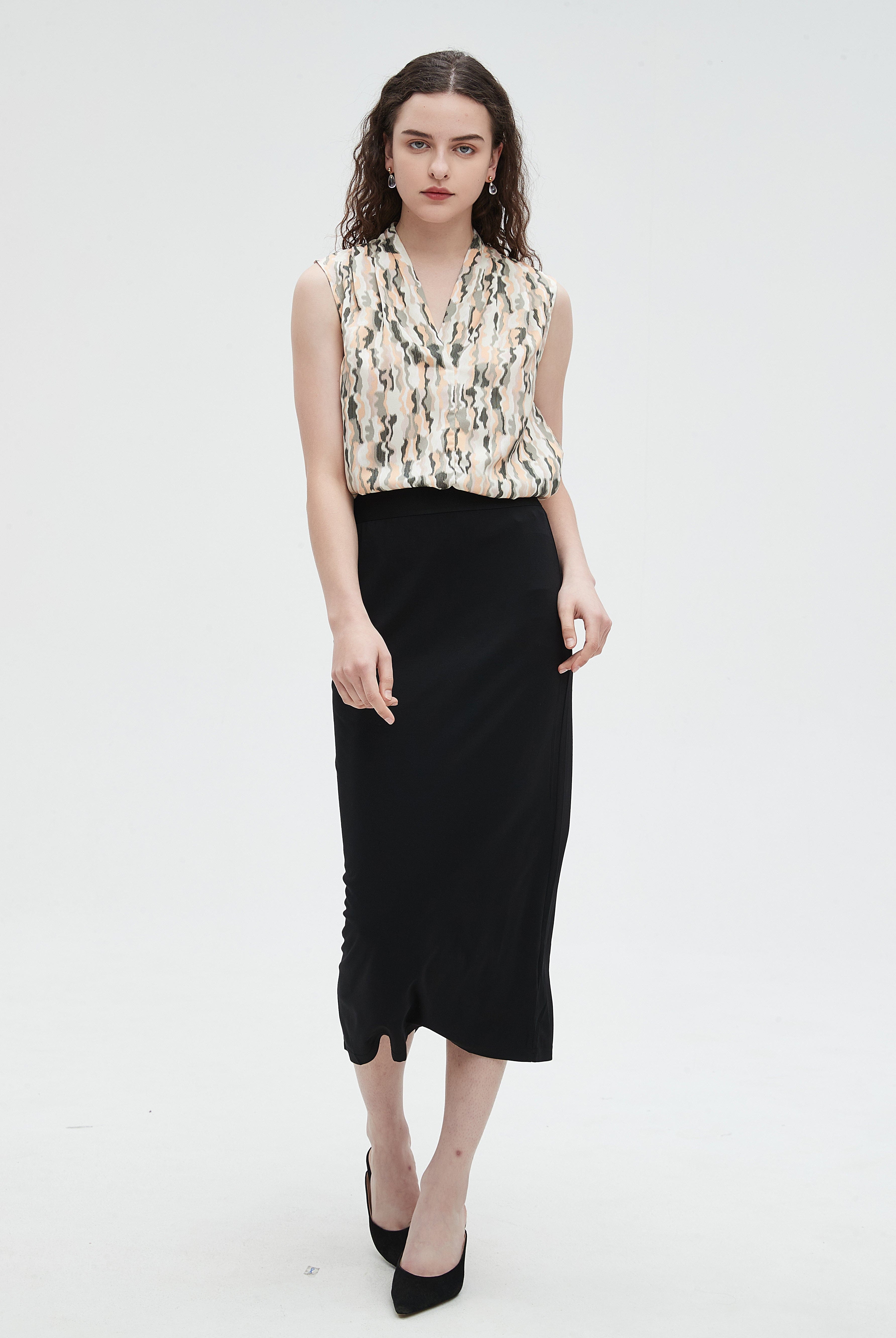 نتشي بلوزة نسائي كات قصيرة منقوشه