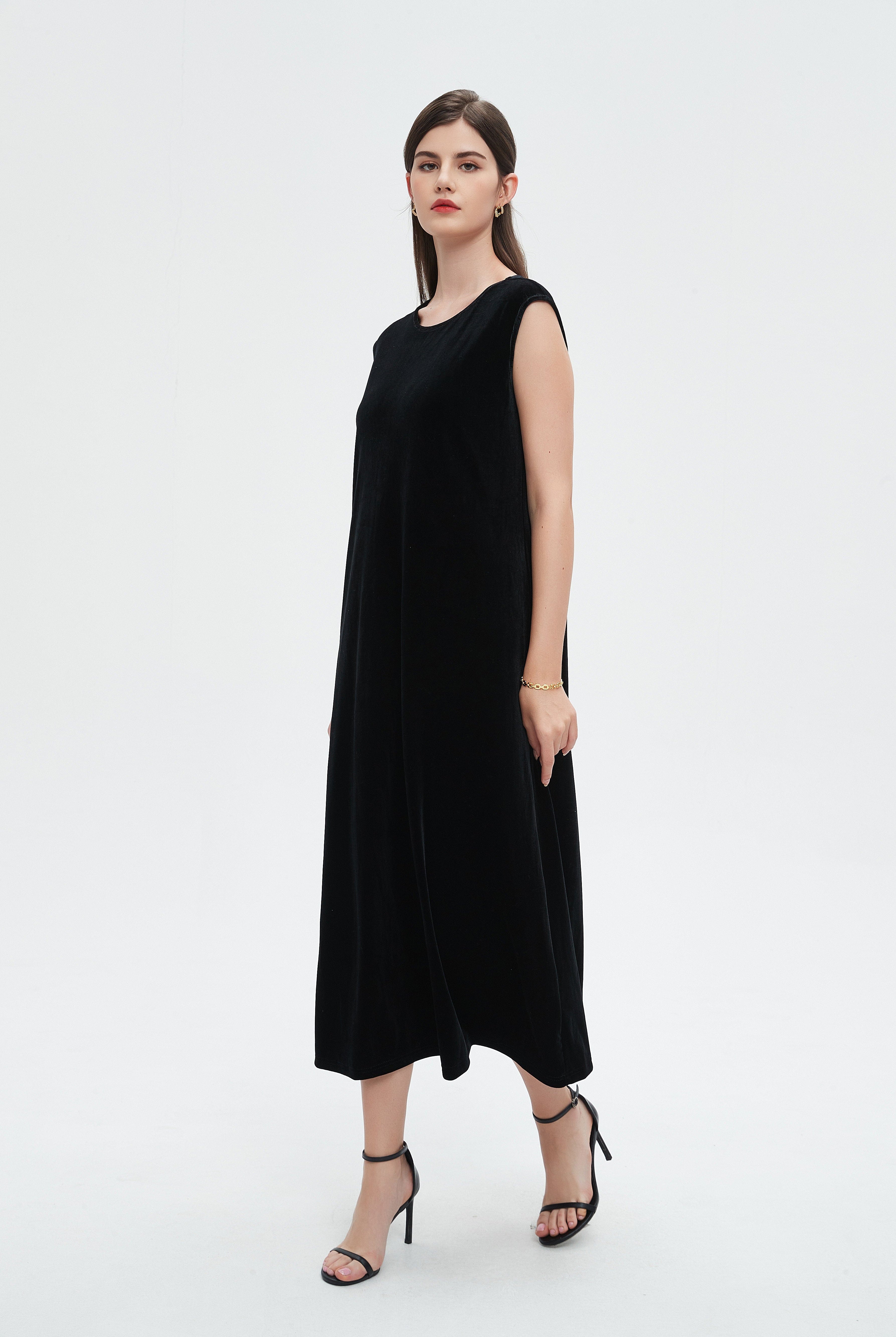 نتشي فستان نسائي كات ميدي برقبة دائرية واسع