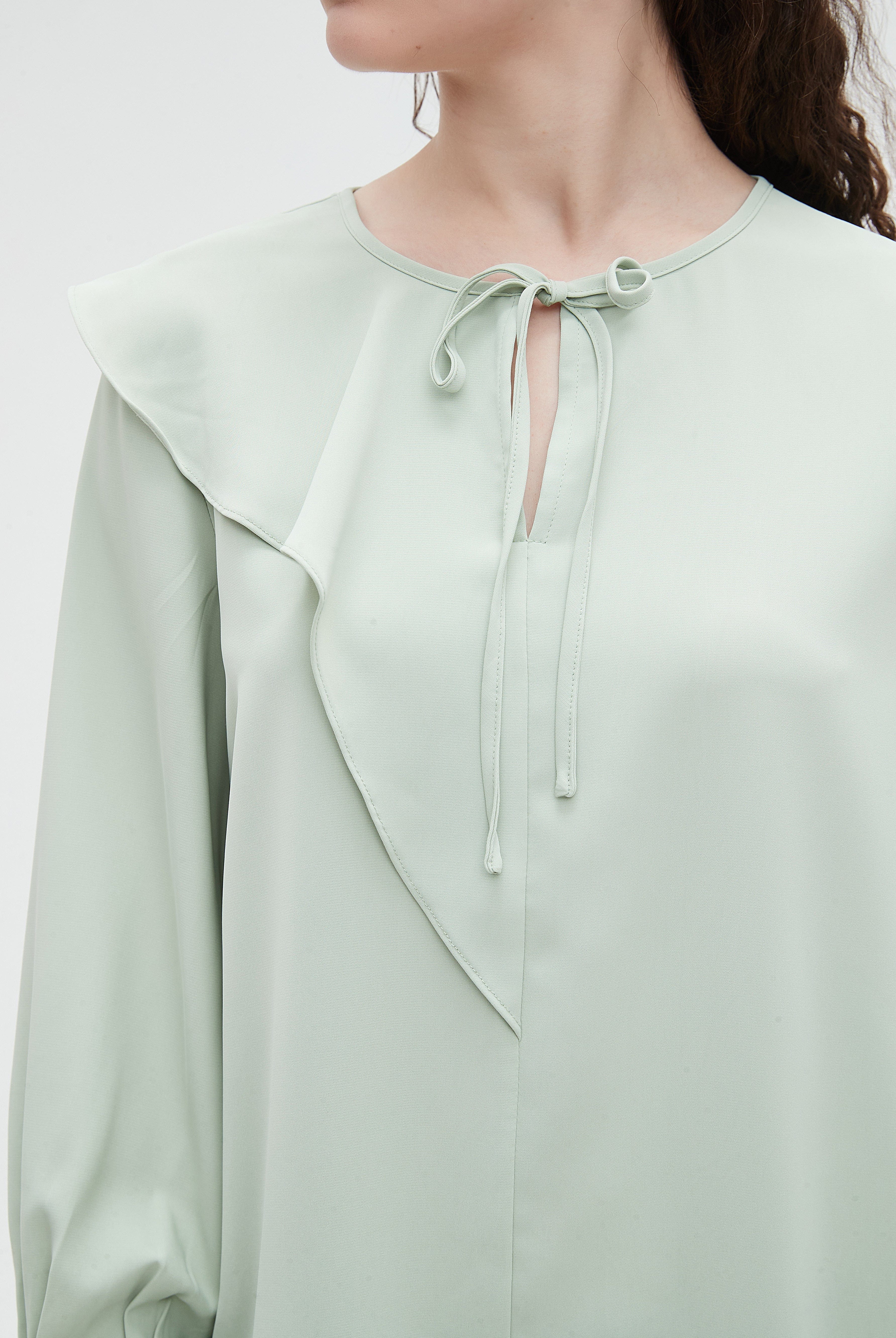 نتشي بلوزة نسائية سادة بقصة على الكتف وكم طويل