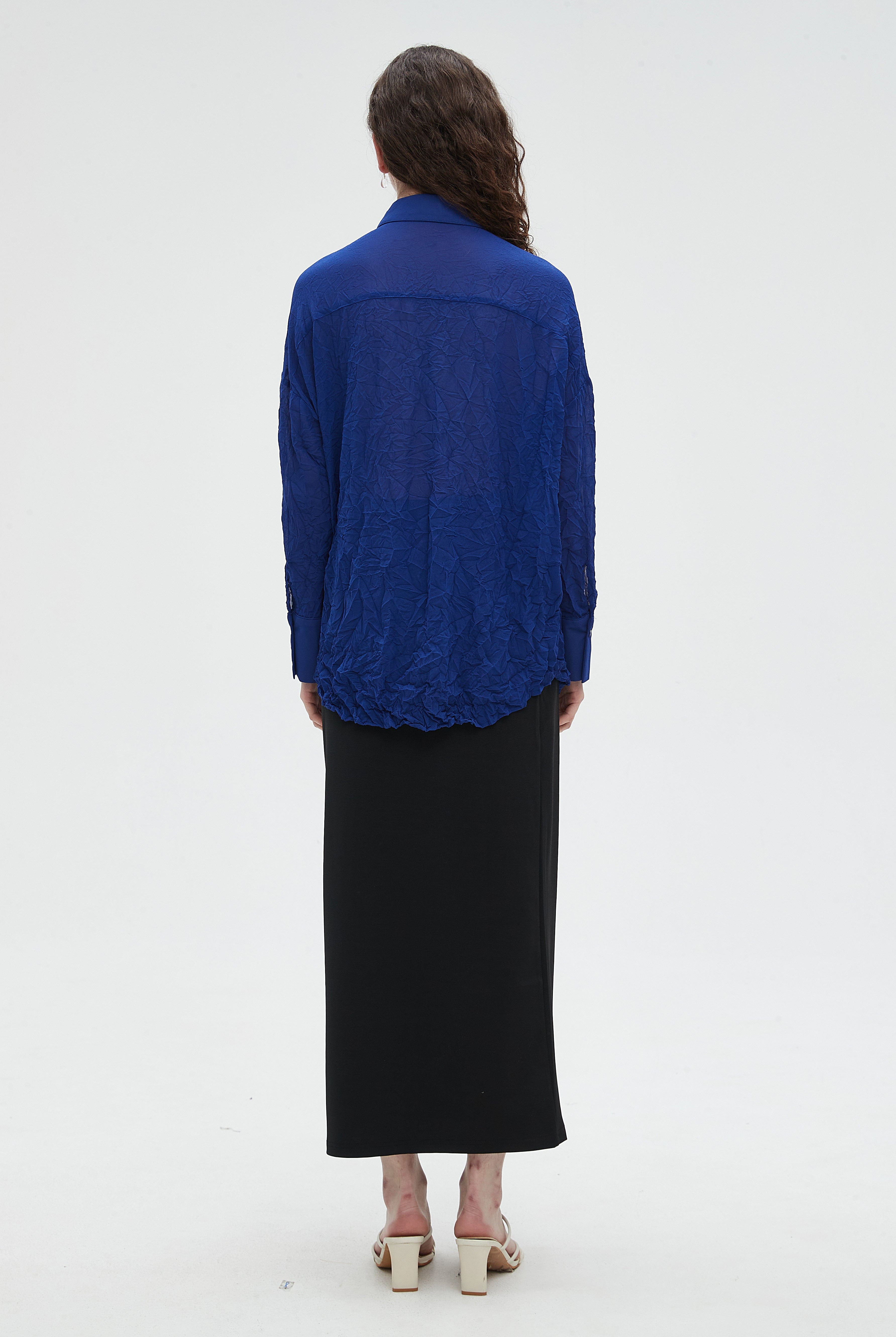 نتشي قميص نسائي سادة بأكمام طويلة وازرار أمامية