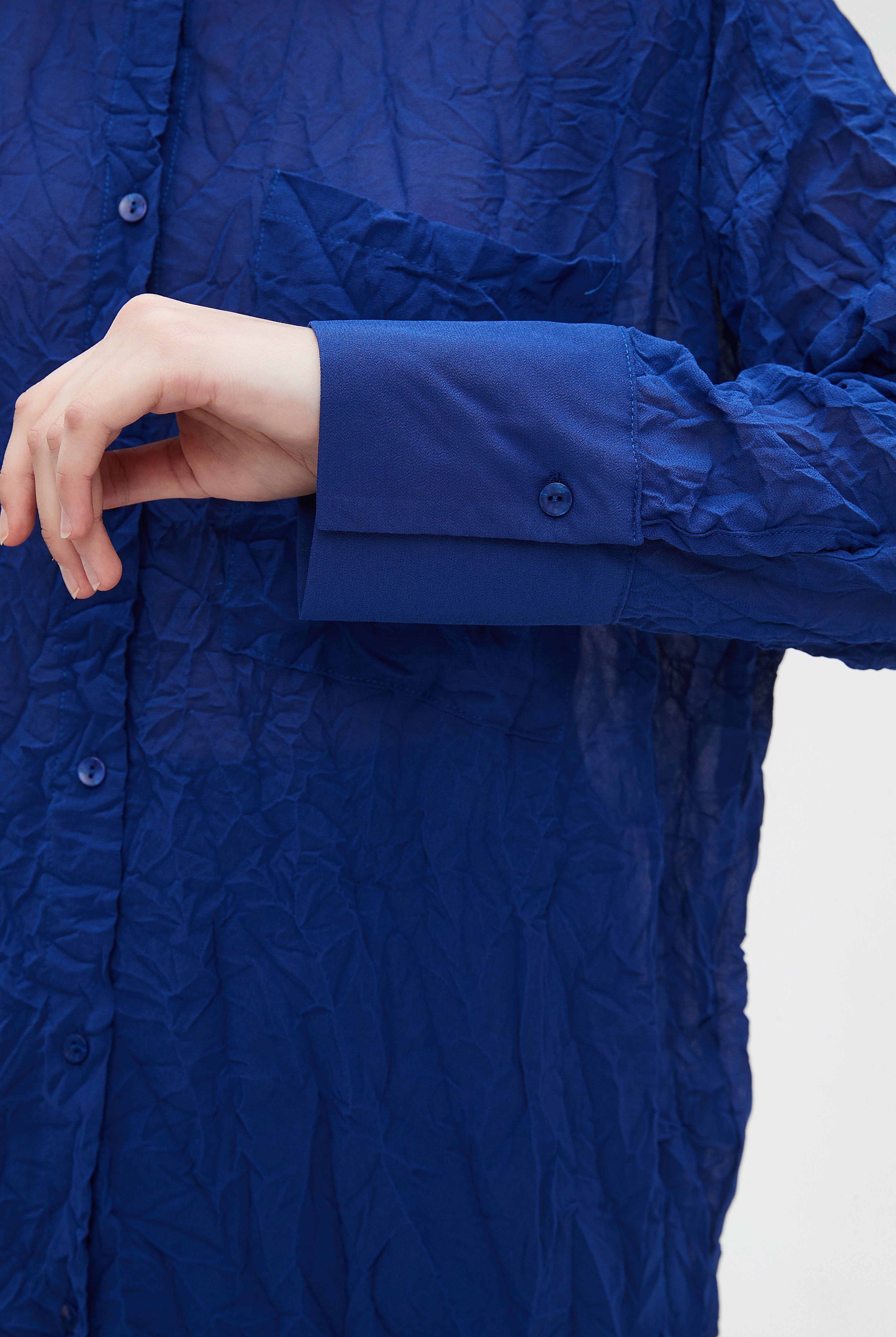 نتشي قميص نسائي سادة بأكمام طويلة وازرار أمامية