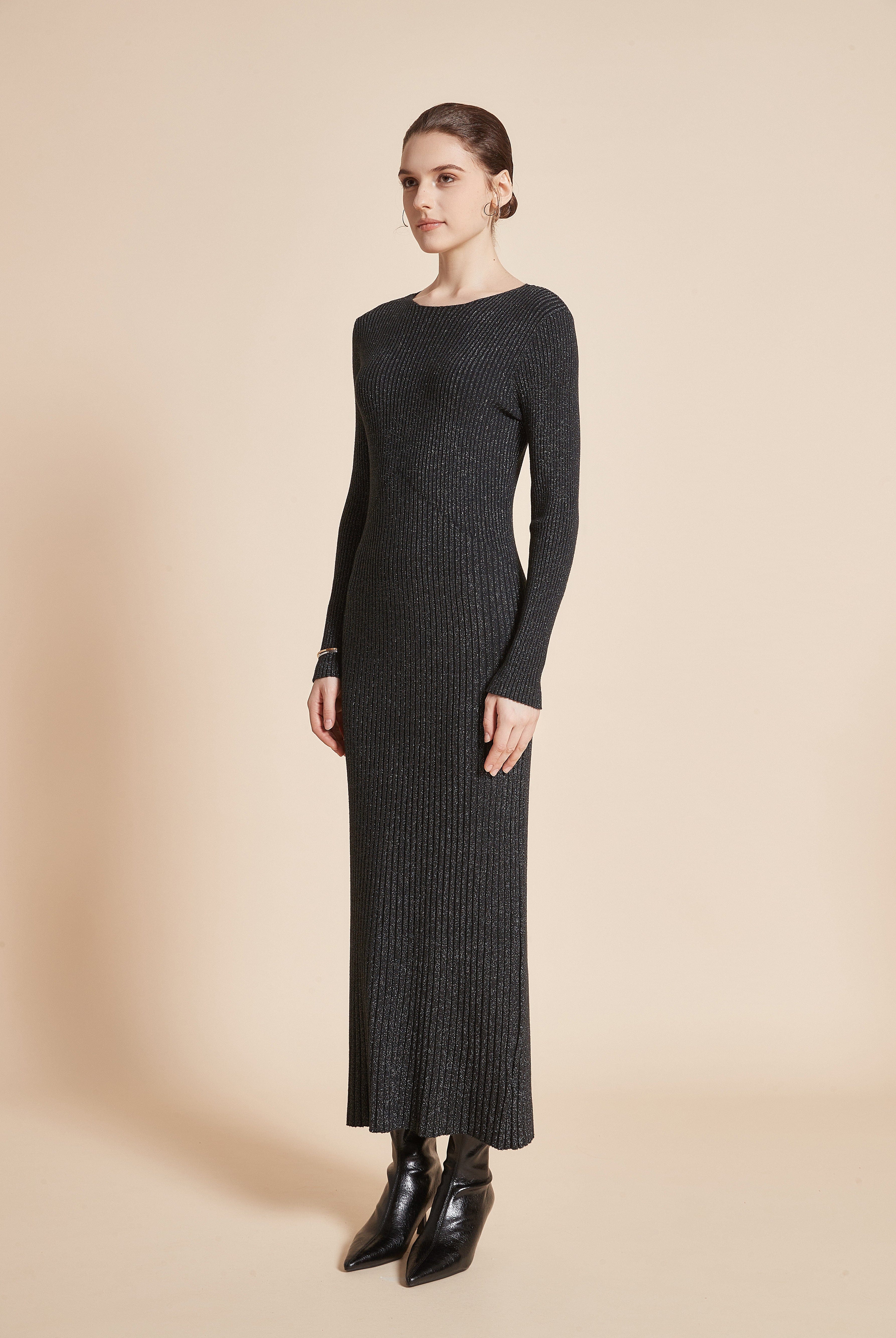 يولا فستان نسائي طويل شتوي بأكمام طويلة