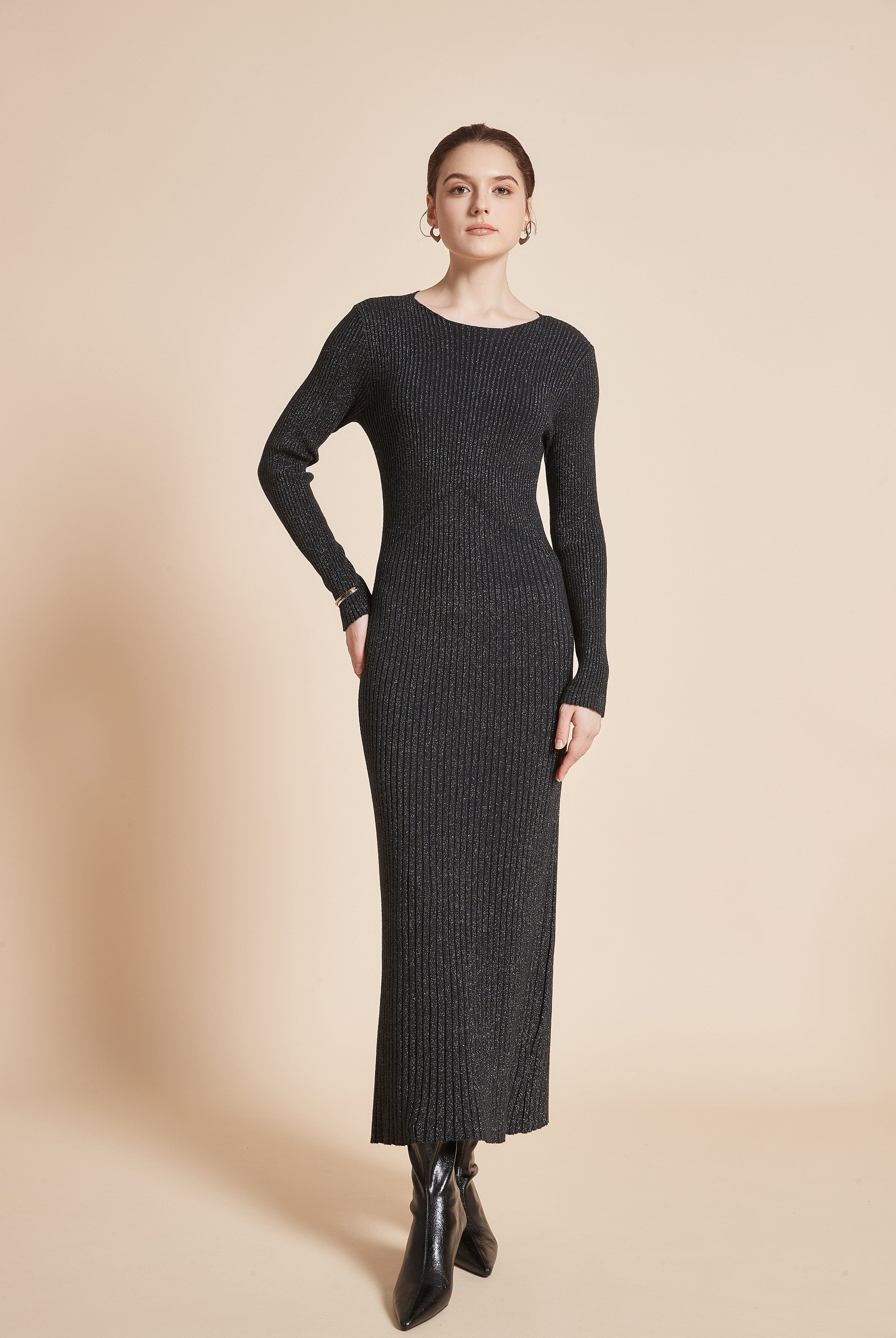 يولا فستان نسائي طويل شتوي بأكمام طويلة