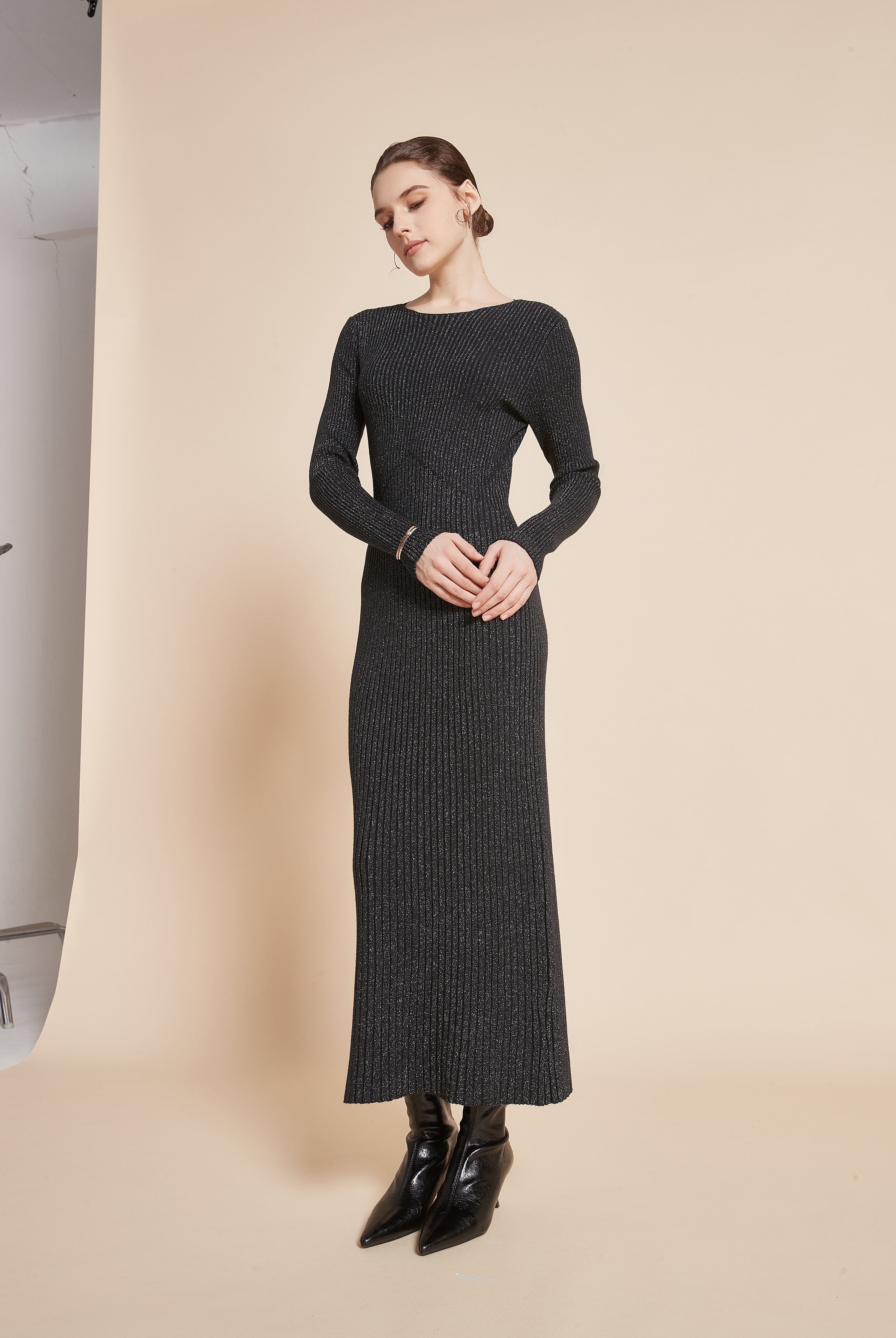 يولا فستان نسائي طويل شتوي بأكمام طويلة