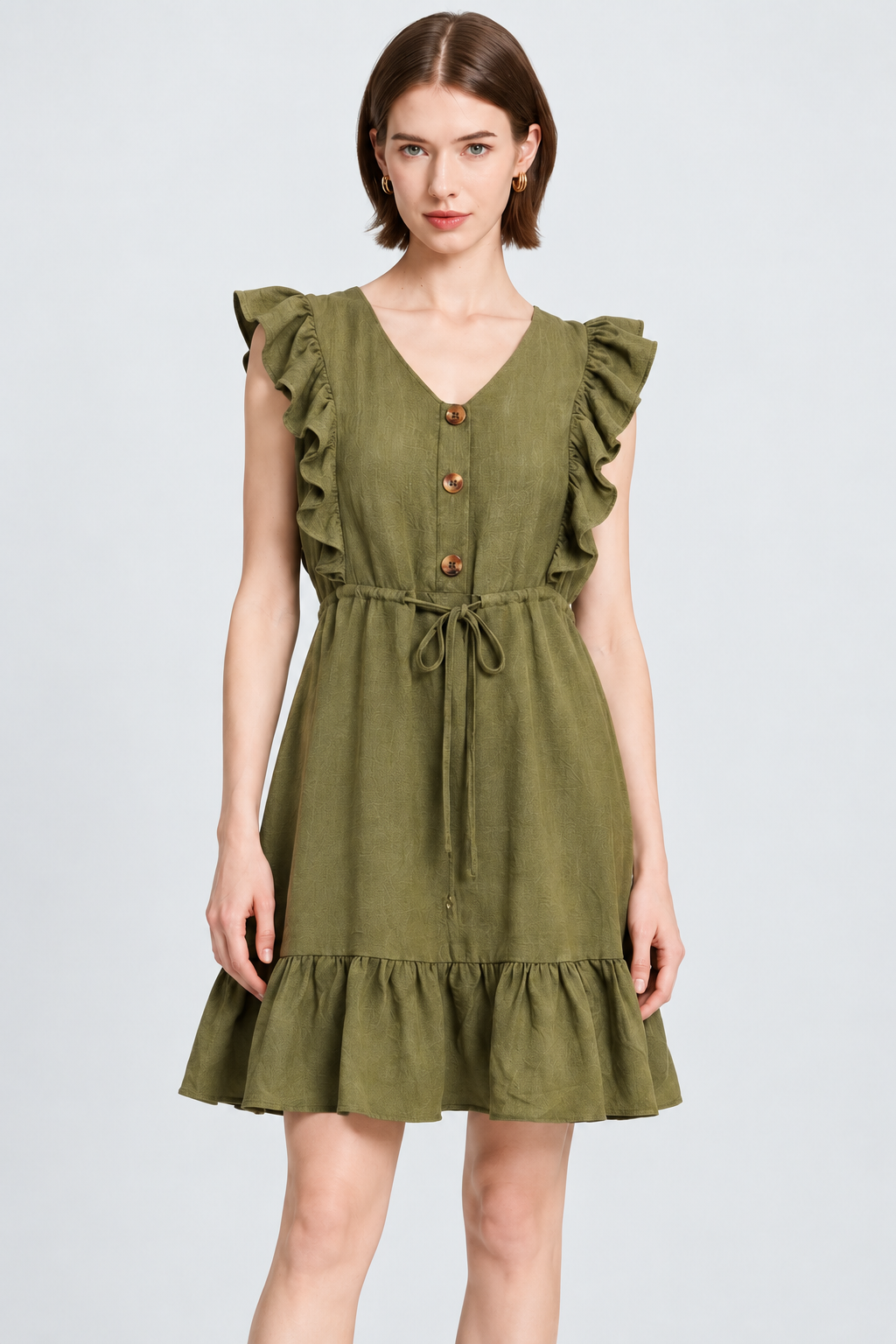 15-1956 army green garment front model Maria