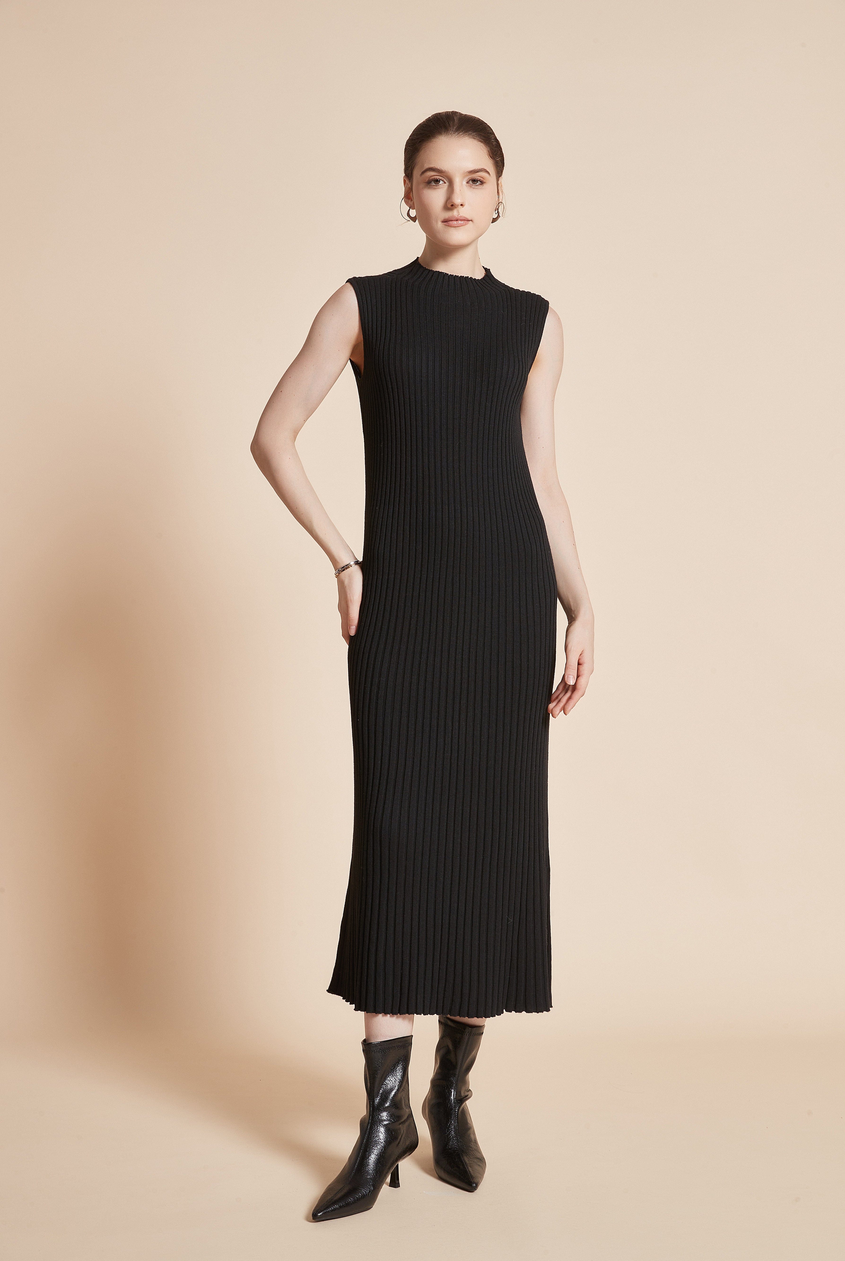 يولا فستان نسائي ميدي كات مخطط بالطول برقبة دائرية