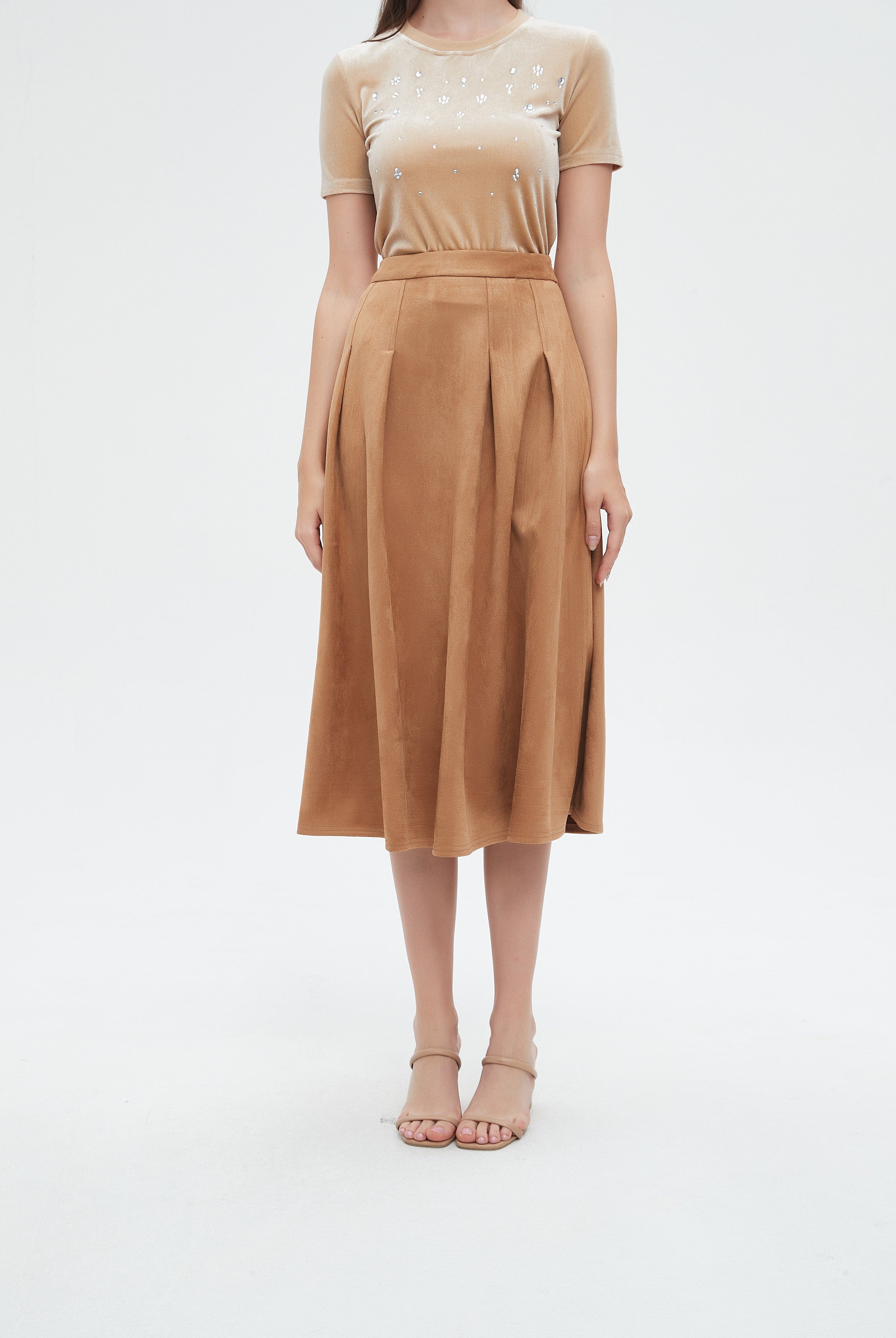 نتشي تنورة نسائية ميدي كشكش مخصرة