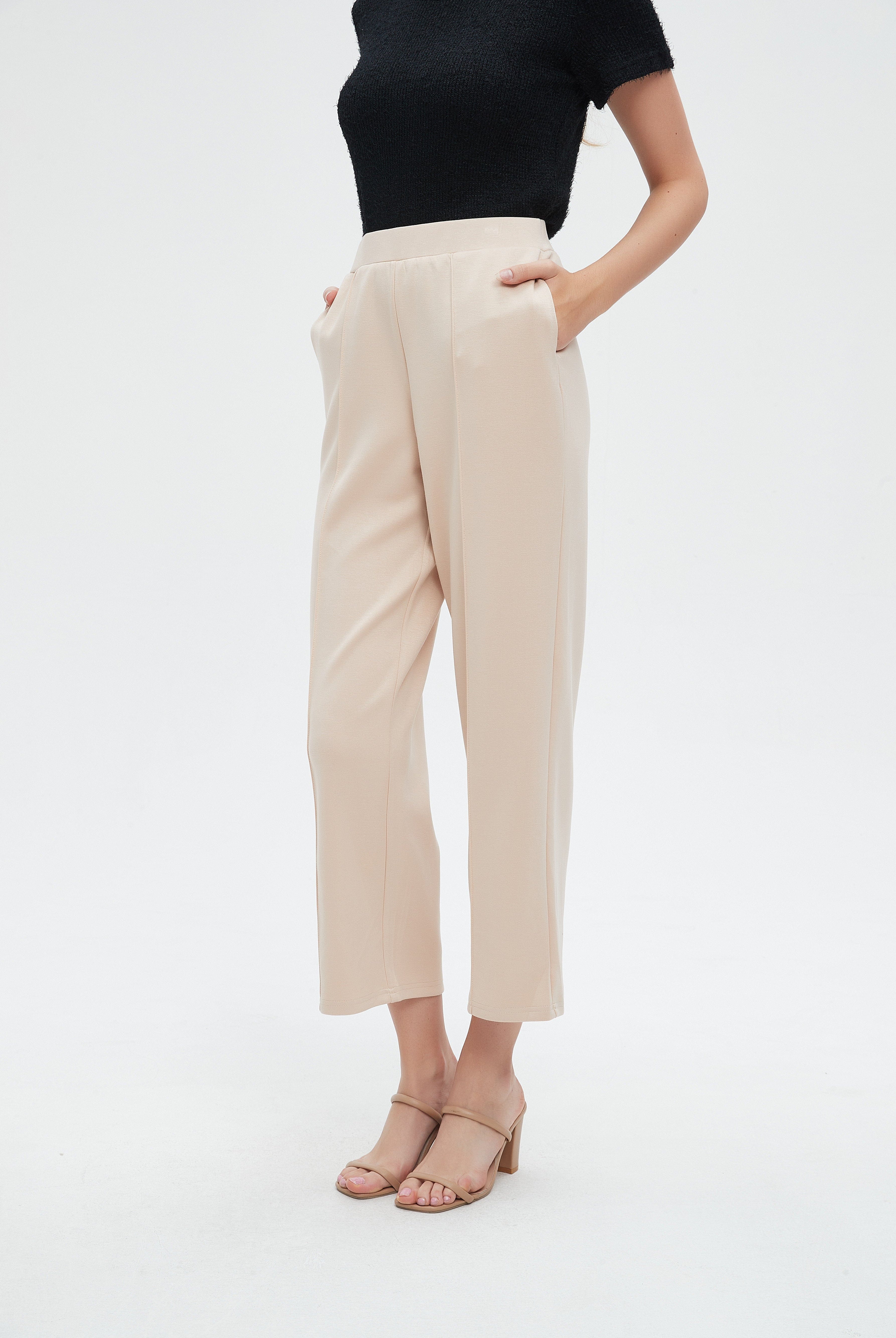 نتشي بنطلون طويل سادة بجيبوب