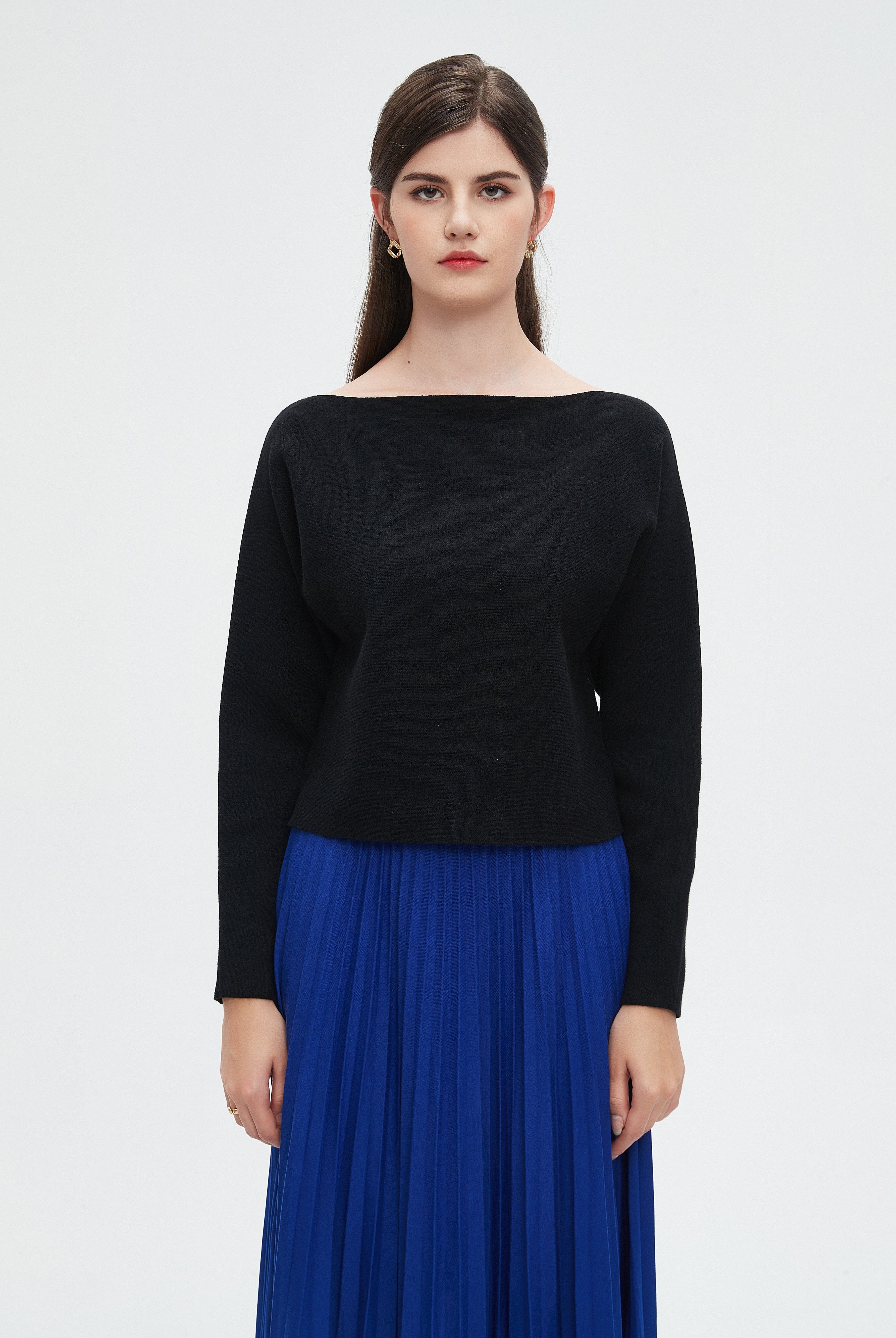 نتشي بلوزة نسائية سادة بأكمام طويلة