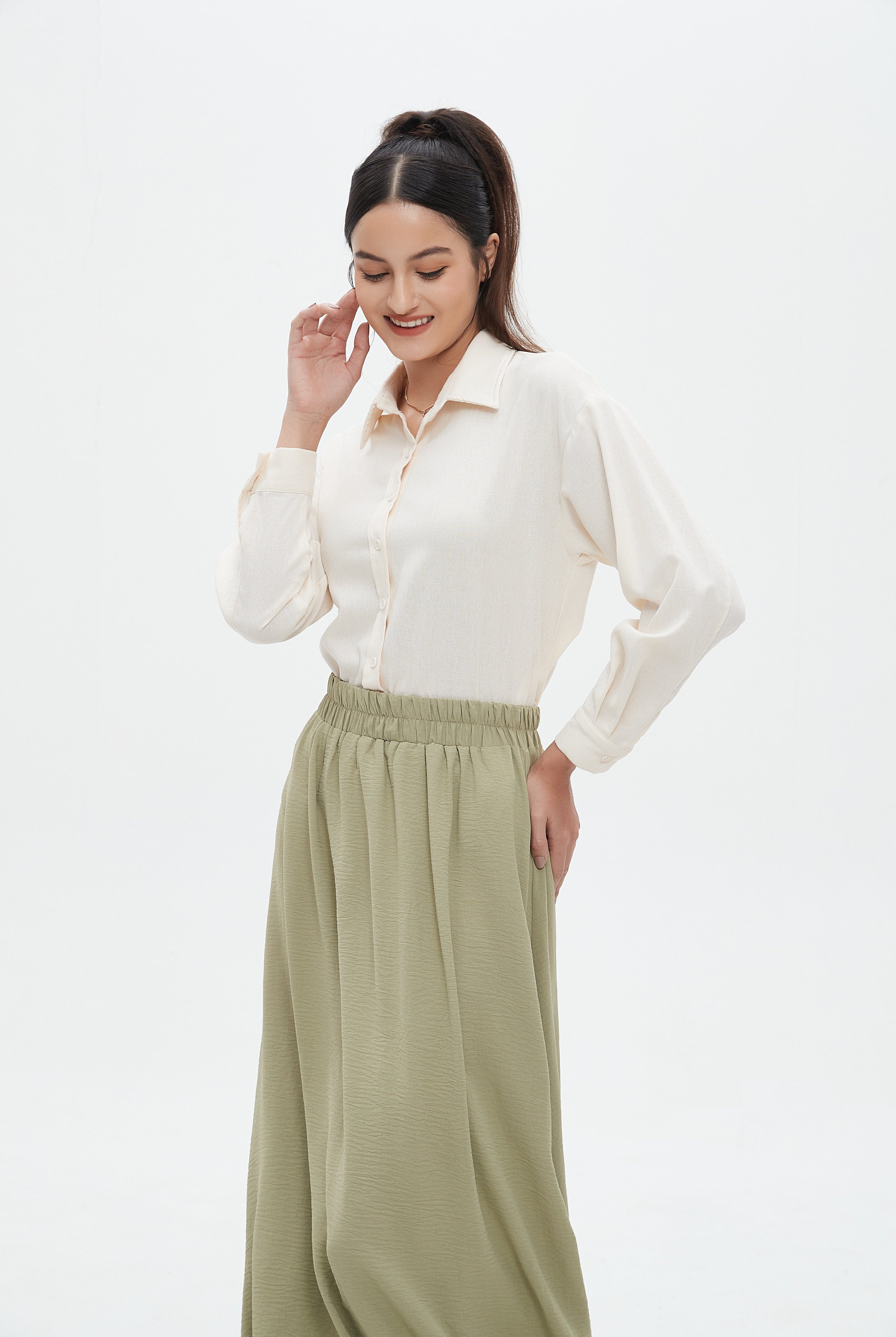 نتشي قميص طويل الأكمام سادة نسائي