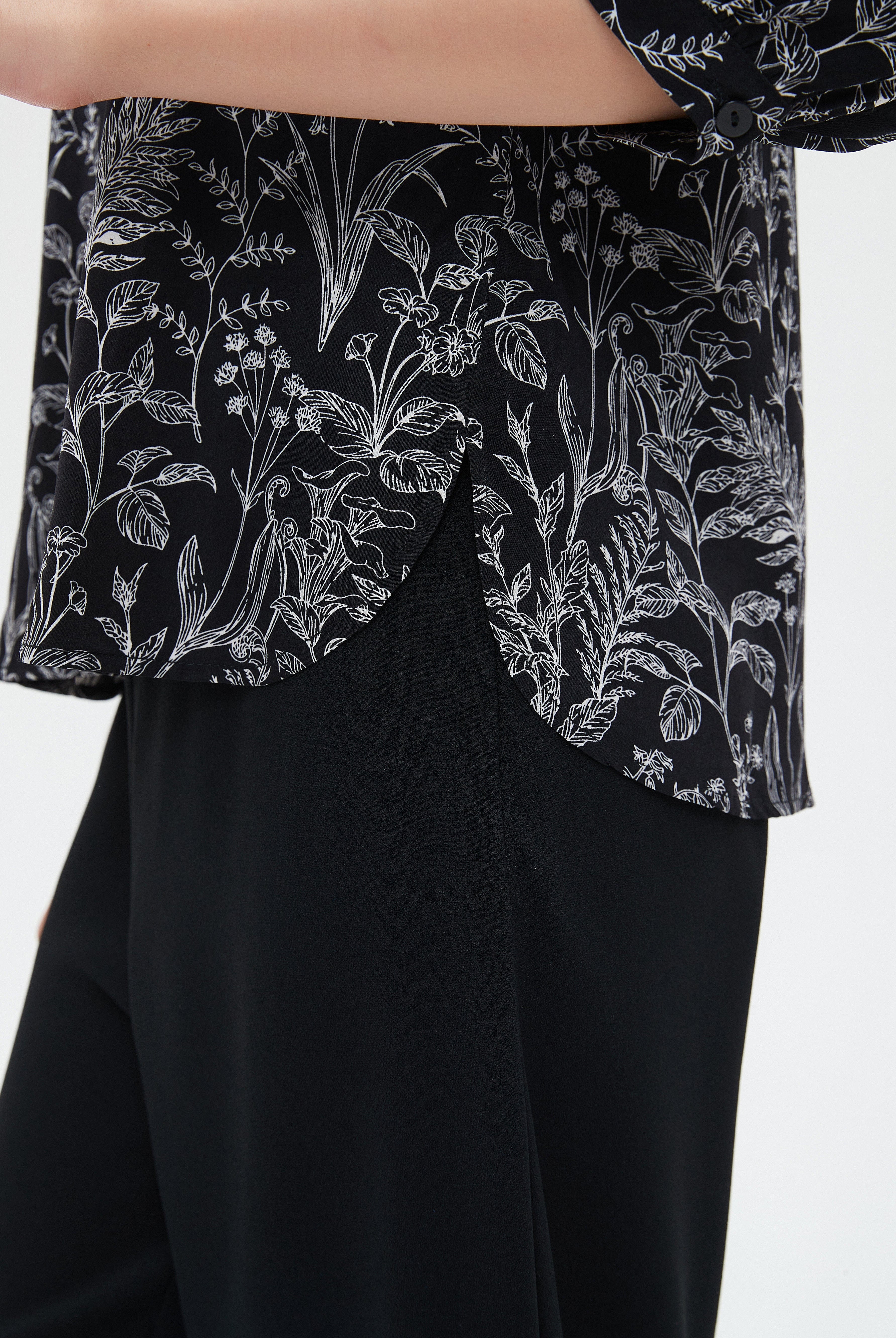 نتشي بلوزة مشجرة بأكمام 3/4