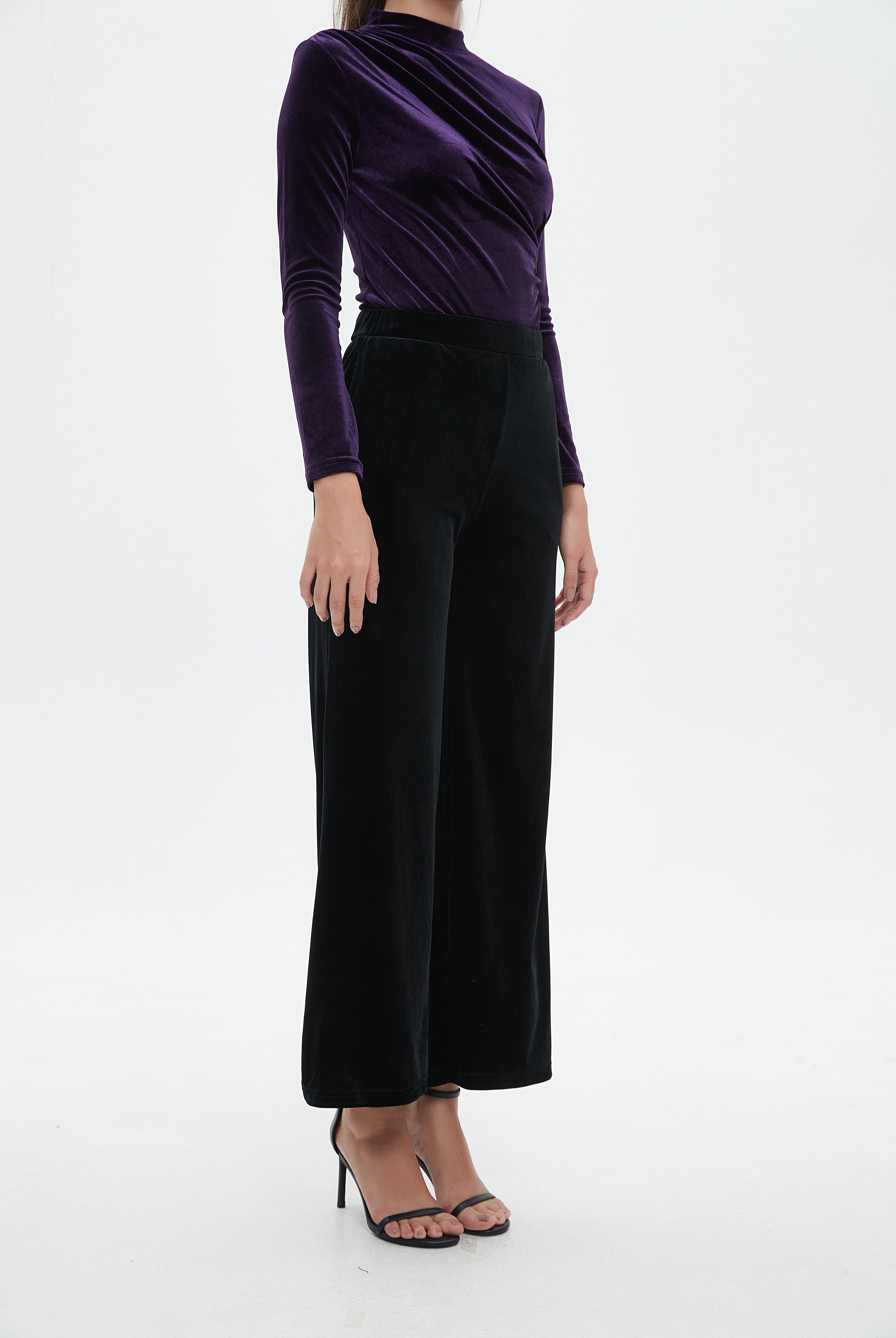 نتشي بنطلون طويل سادة واسع طويل نسائي