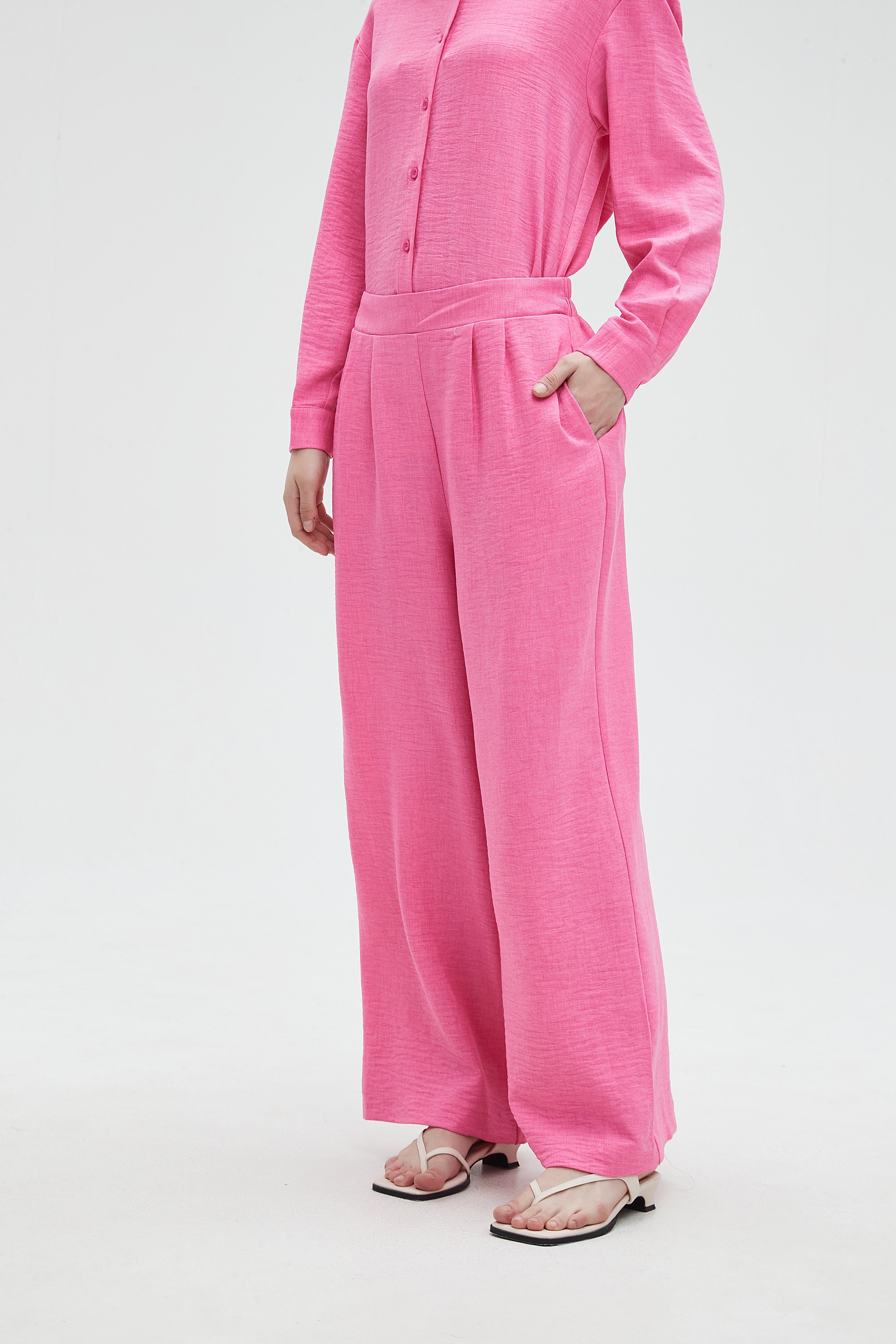 ميكا بنطلون طويل نسائي واسع كشكش من تحت الوسط