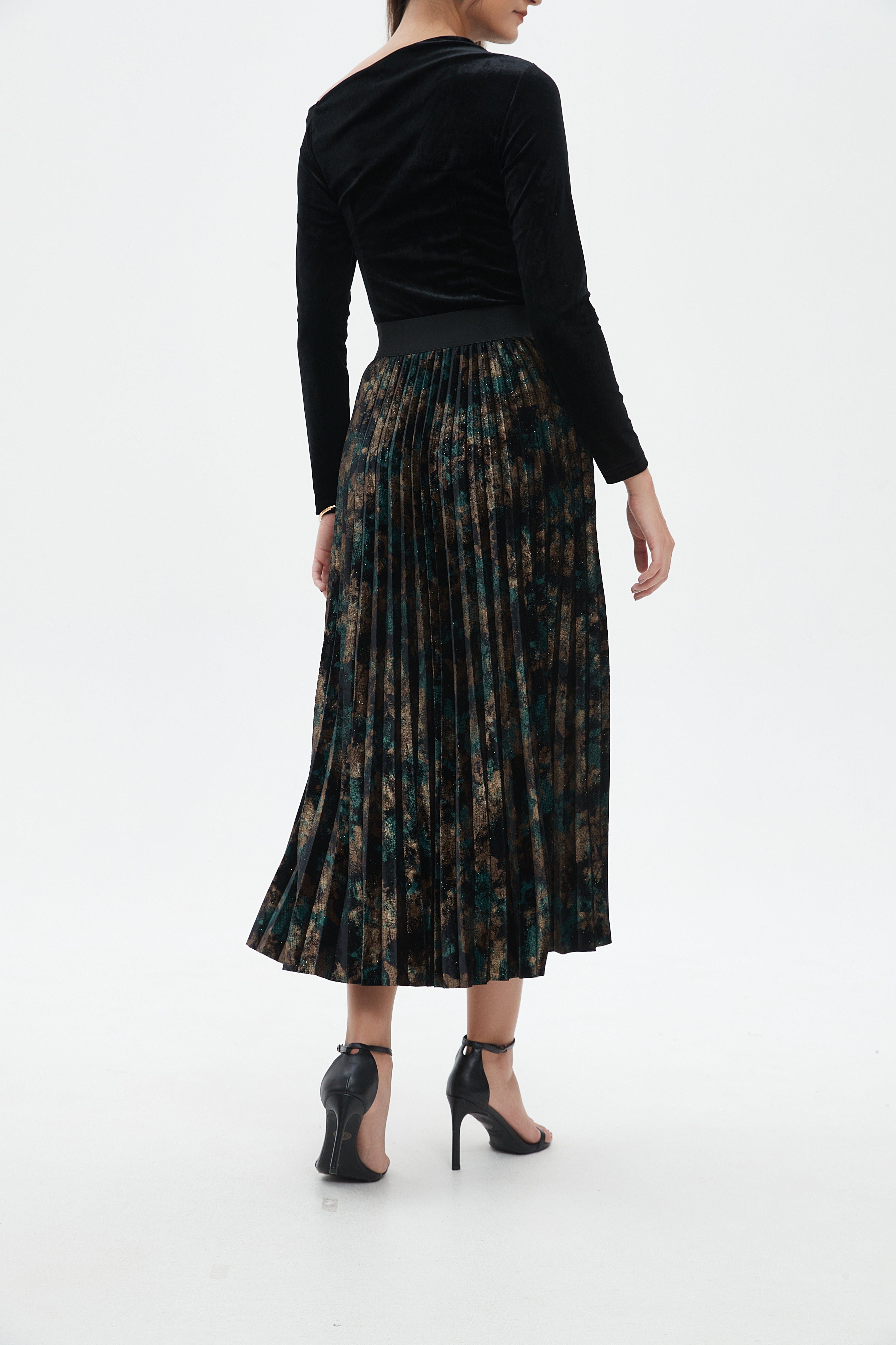 نتشي تنورة ميدي نسائية بليسيه منقوشة