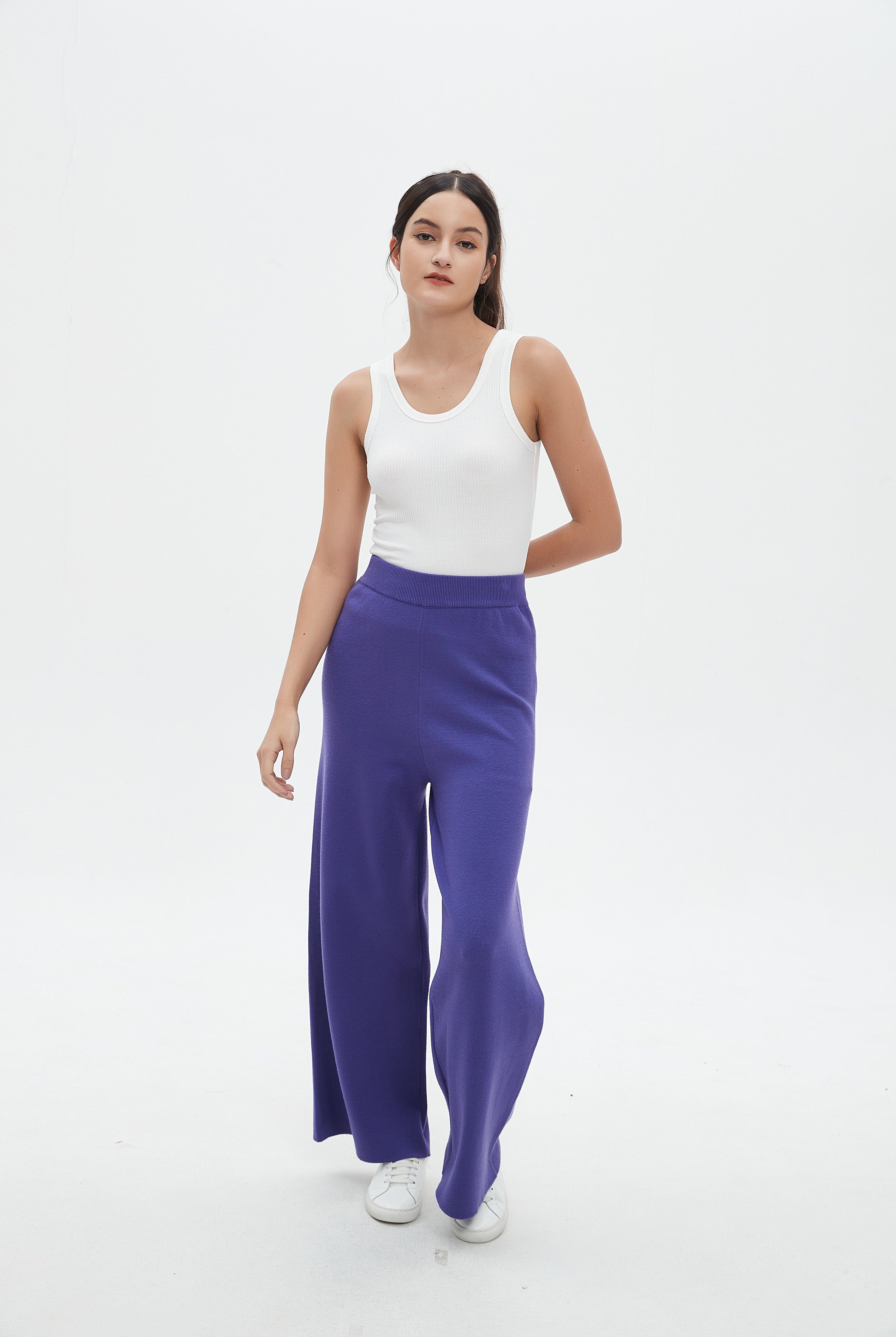 نتشي بنطلون سادة واسع طويل نسائي