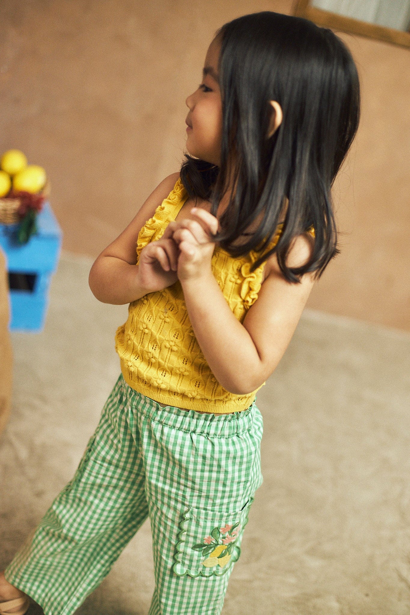 جينجرسنابس بلوزة بيبي بنات مكشكش سادة مخرم