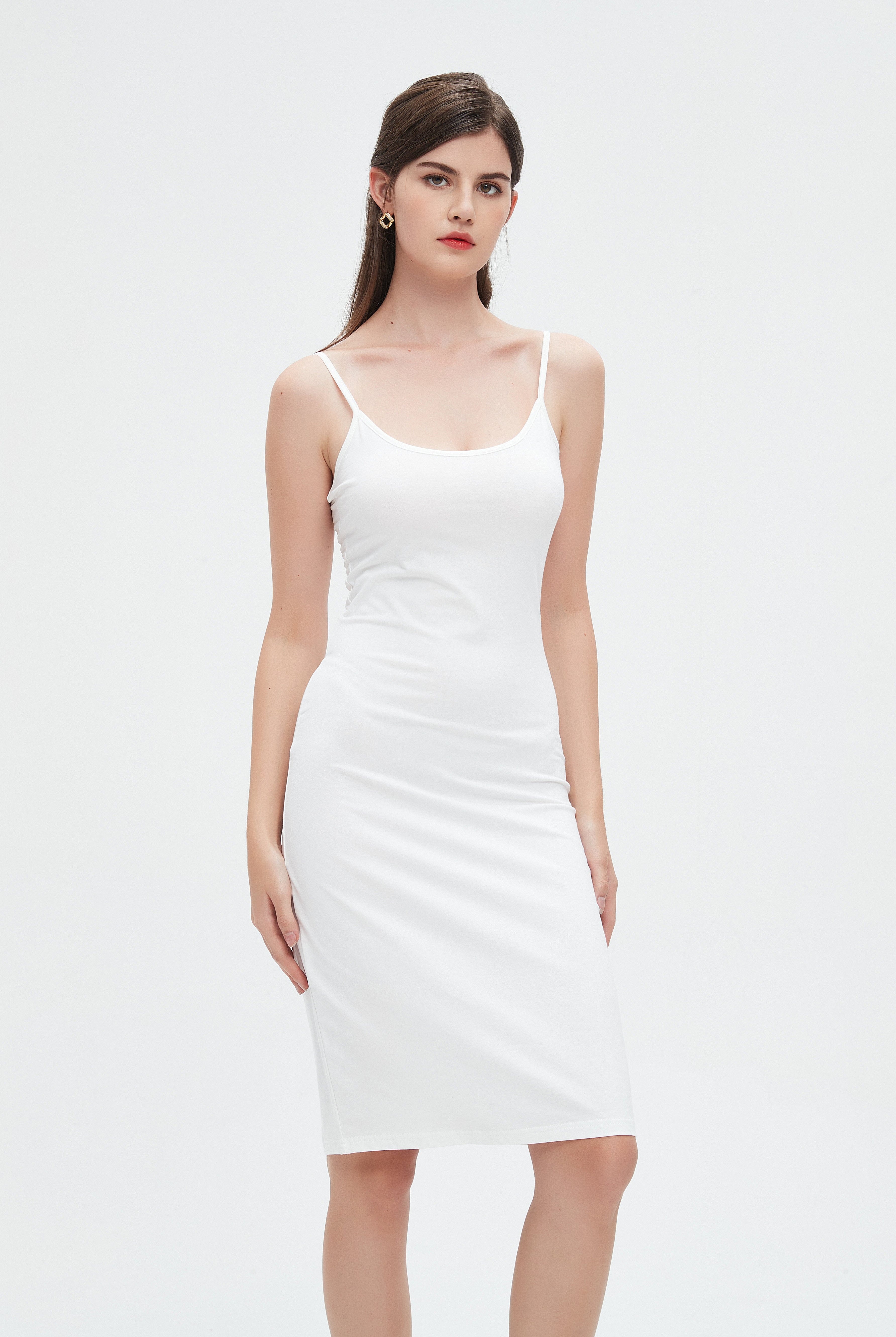 ميكا فستان ميدي نسائي كات سادة برقبة V