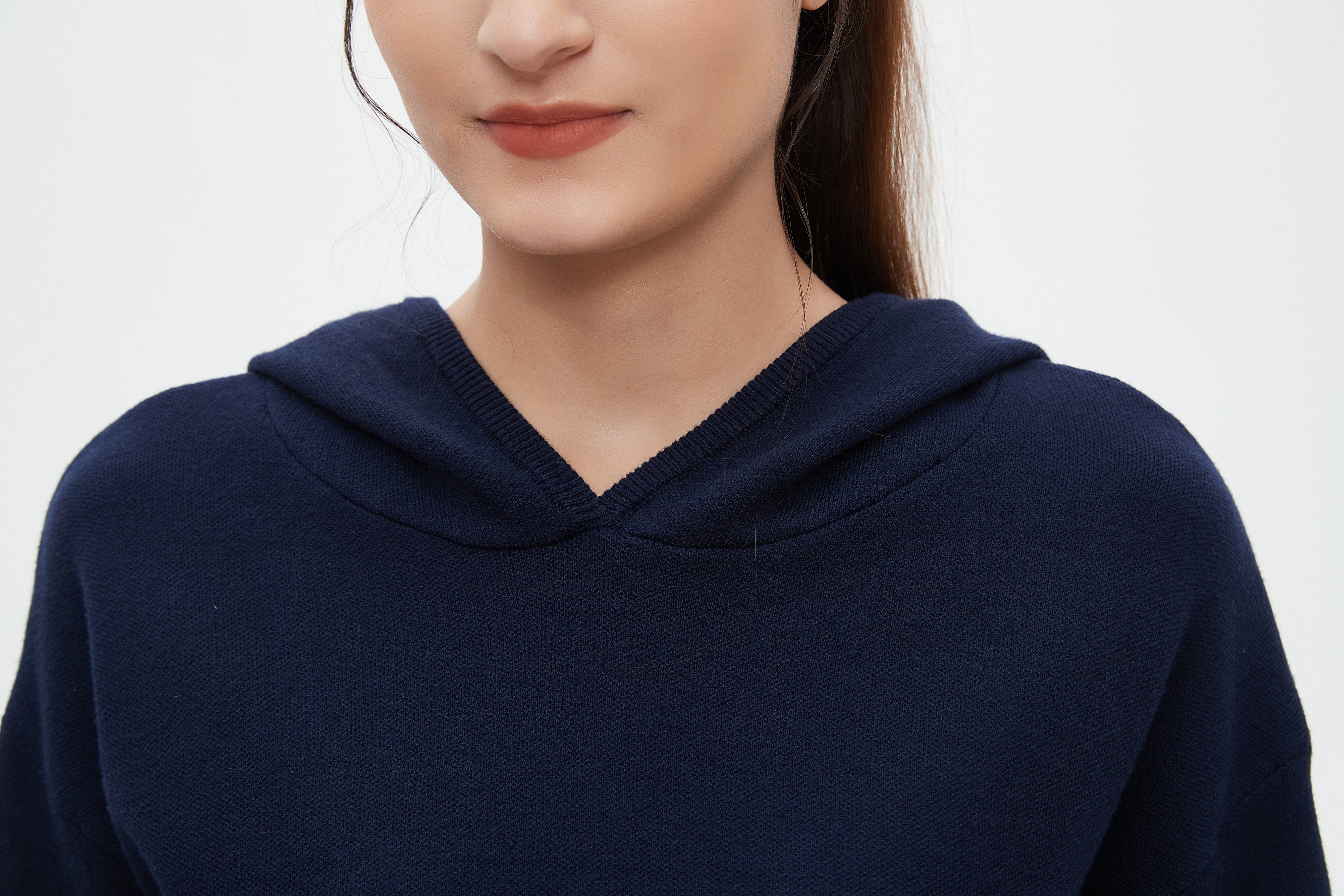 نتشي بلوفر مخطط بالعرض كم طويل بقبعة نسائي