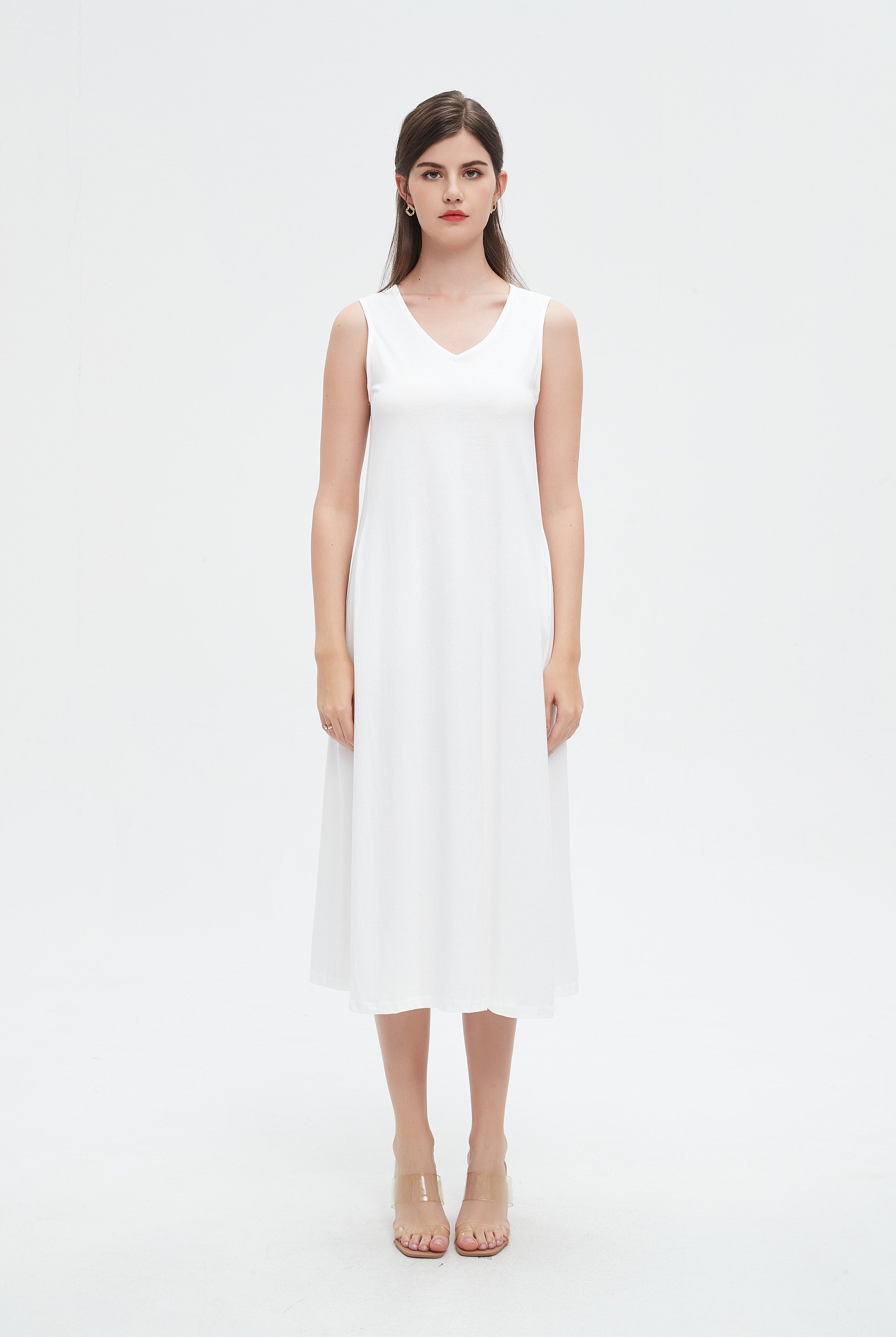 نتشي فستان ميدي بدون أكمام مزين بجيوب