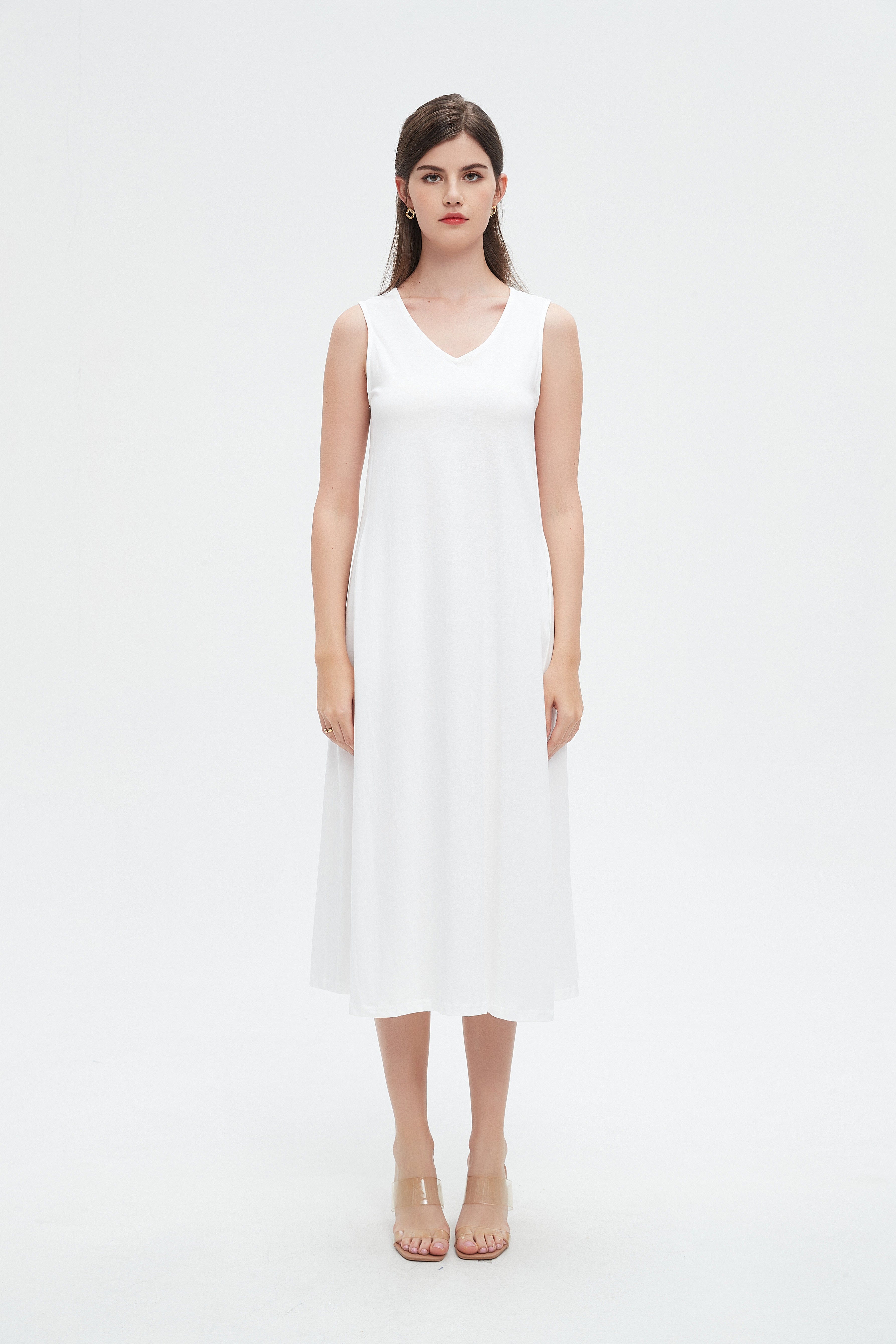 نتشي فستان ميدي بدون أكمام مزين بجيوب