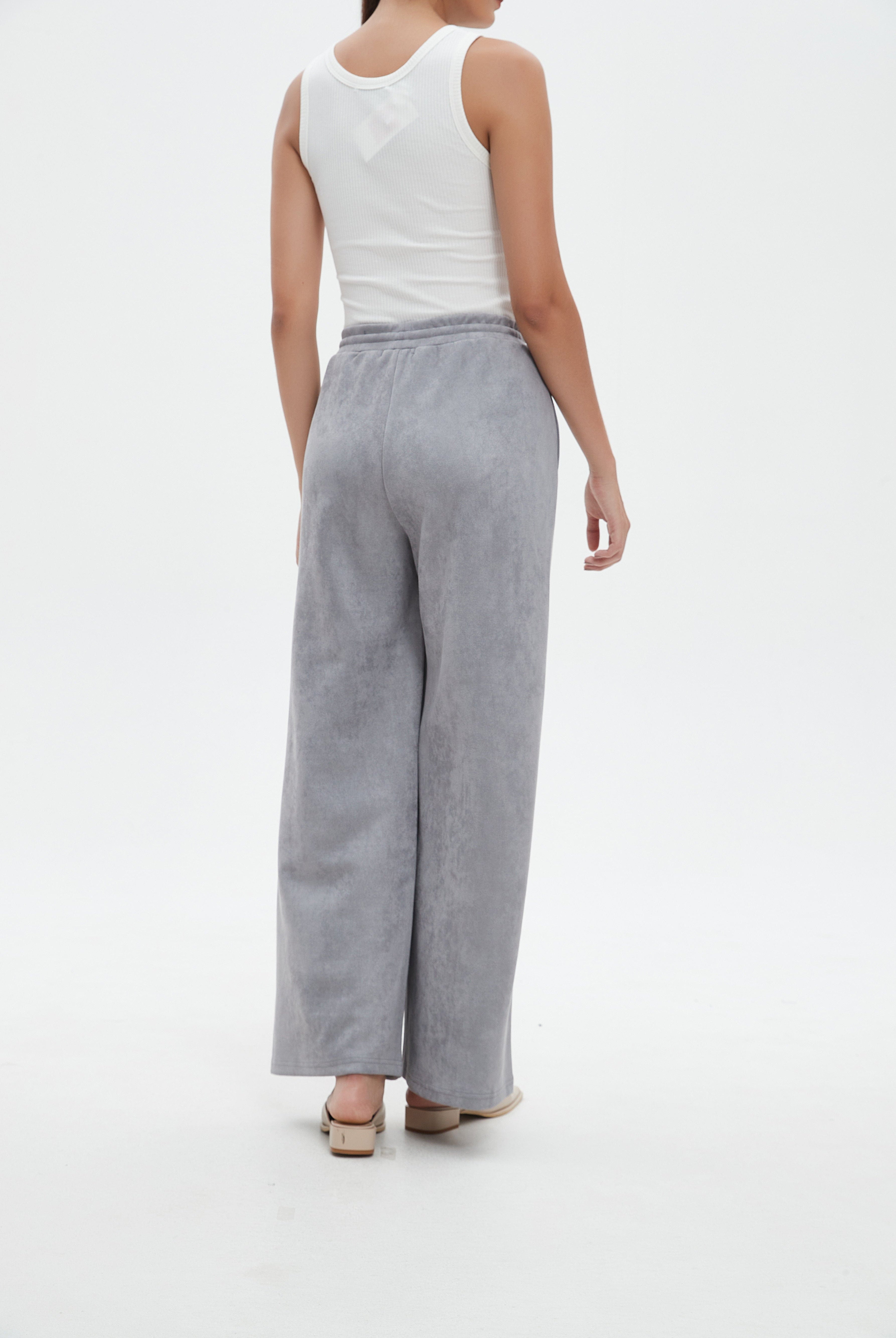 نتشي سروال طويل واسع من الأسفل برباط خصر