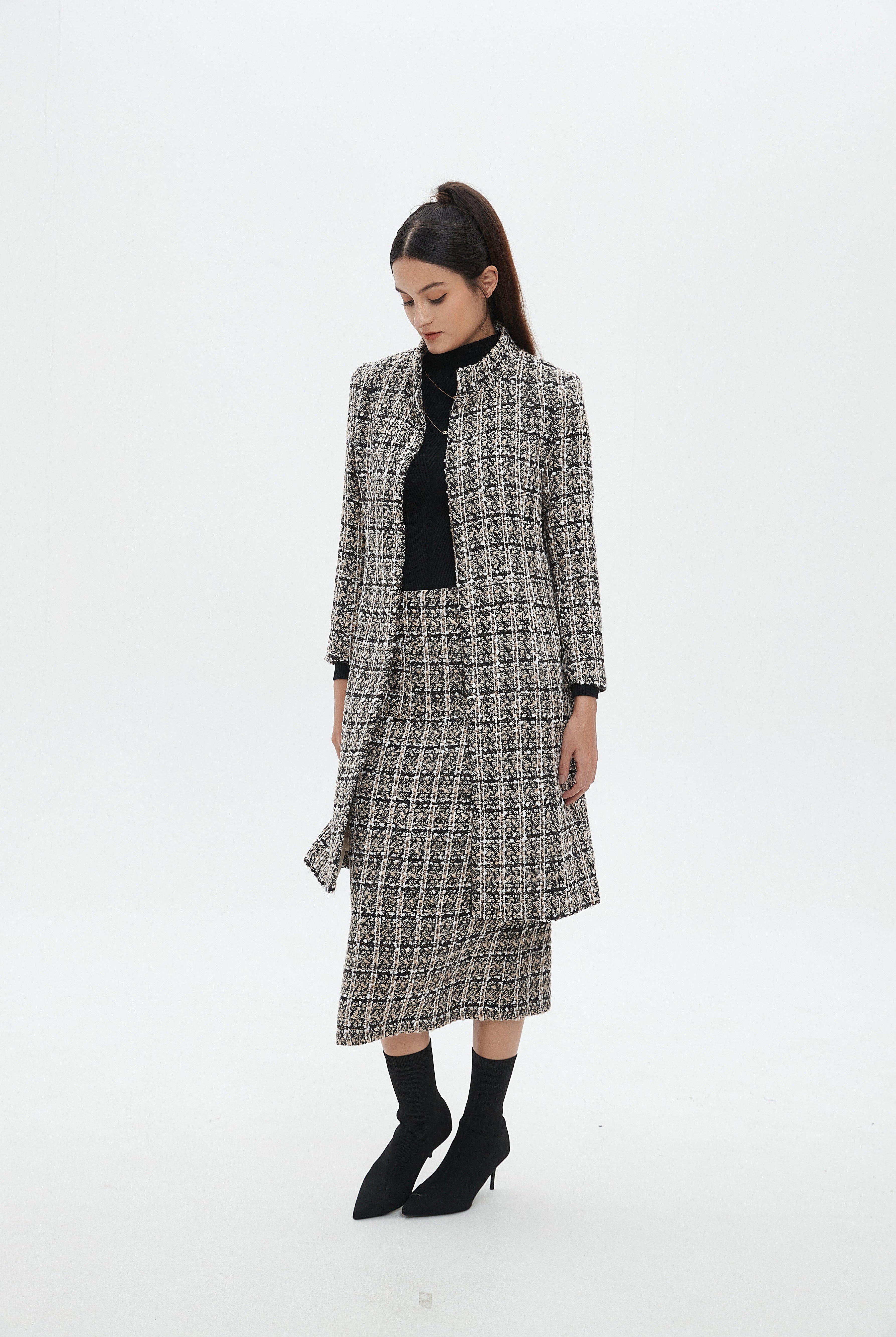 نتشي معطف بأكمام طويلة مطرز