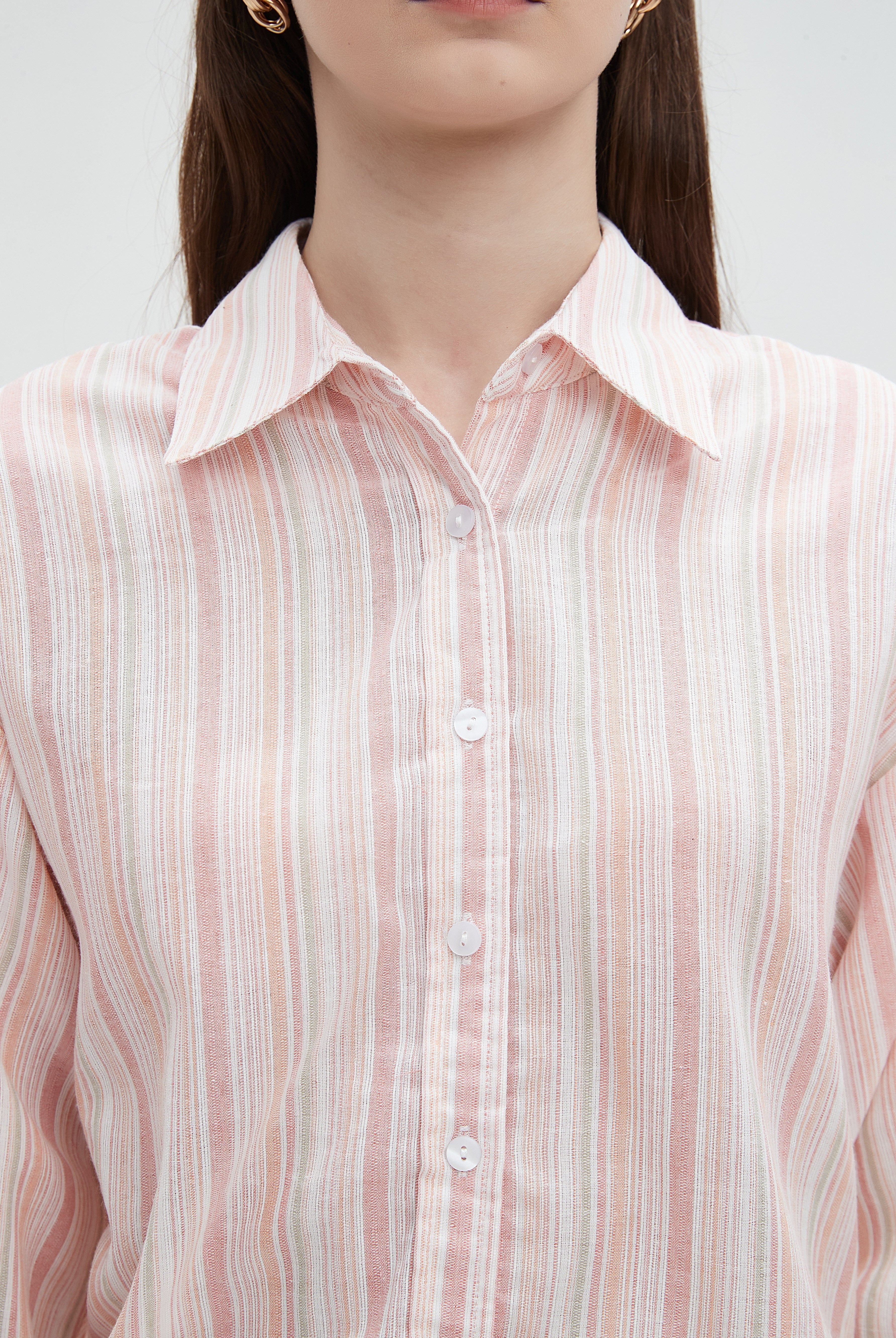 ميكا بلوزة نسائية مخططة بالطويل بأكمام طويلة