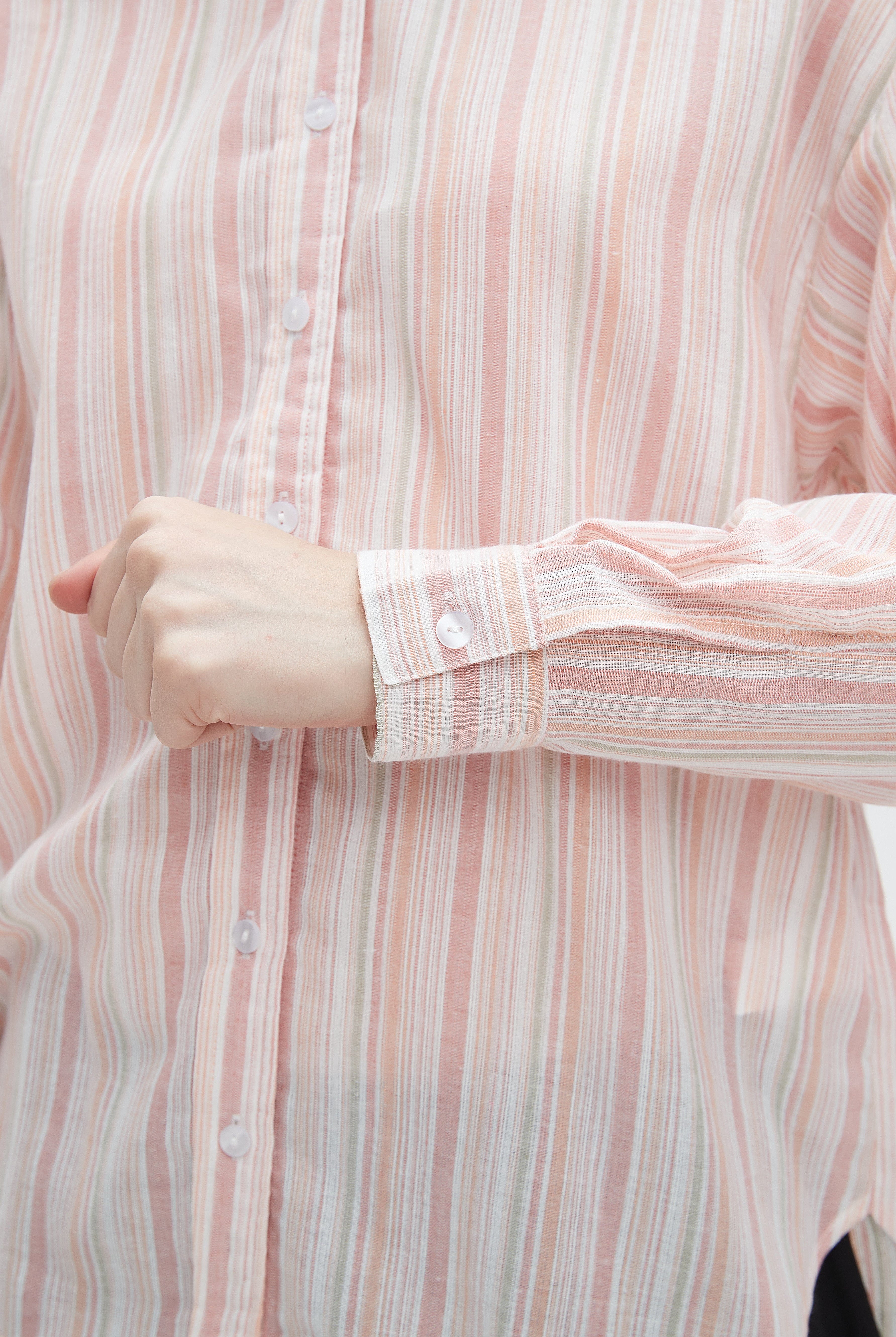 ميكا بلوزة نسائية مخططة بالطويل بأكمام طويلة