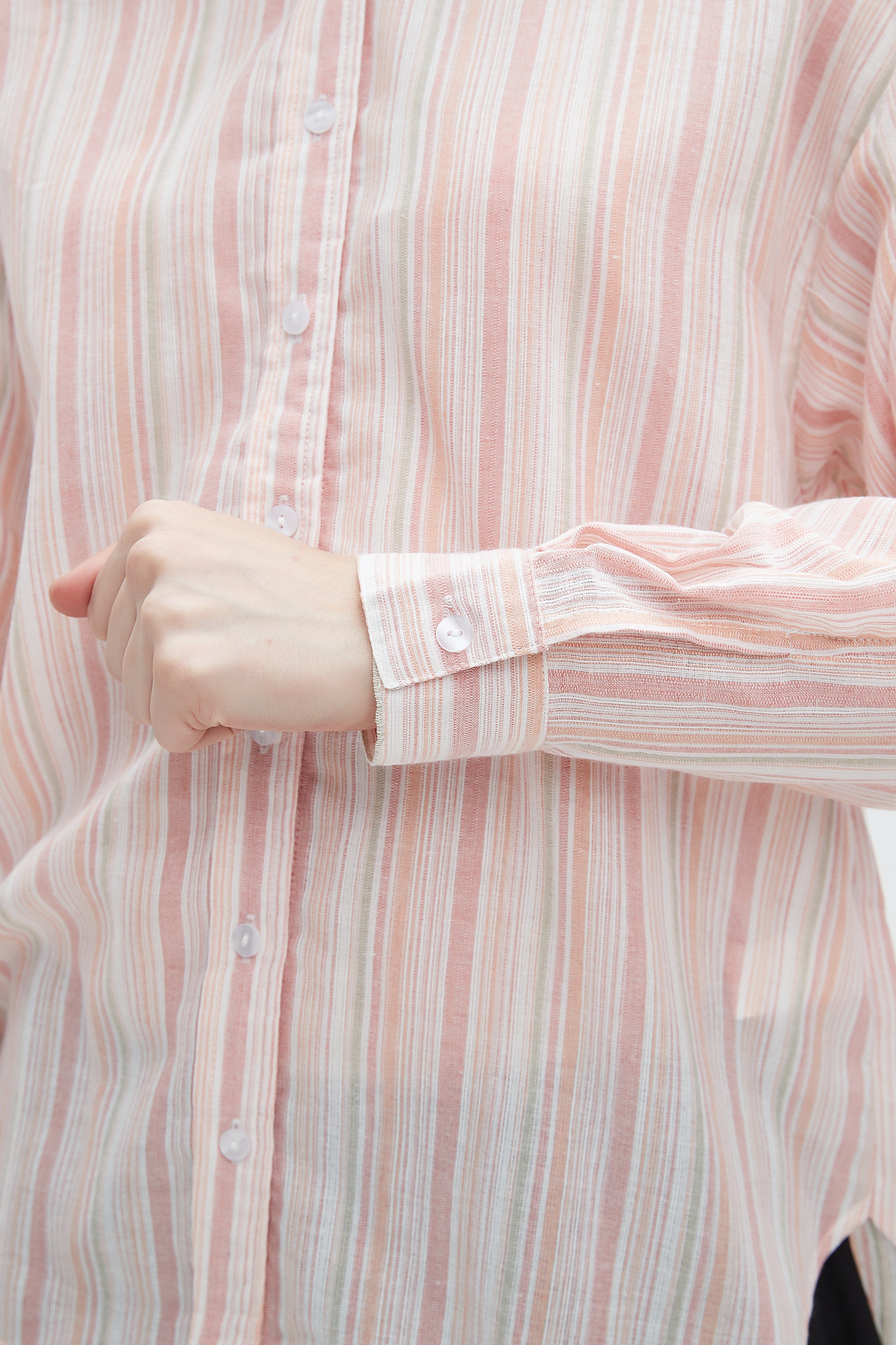 ميكا بلوزة نسائية مخططة بالطويل بأكمام طويلة