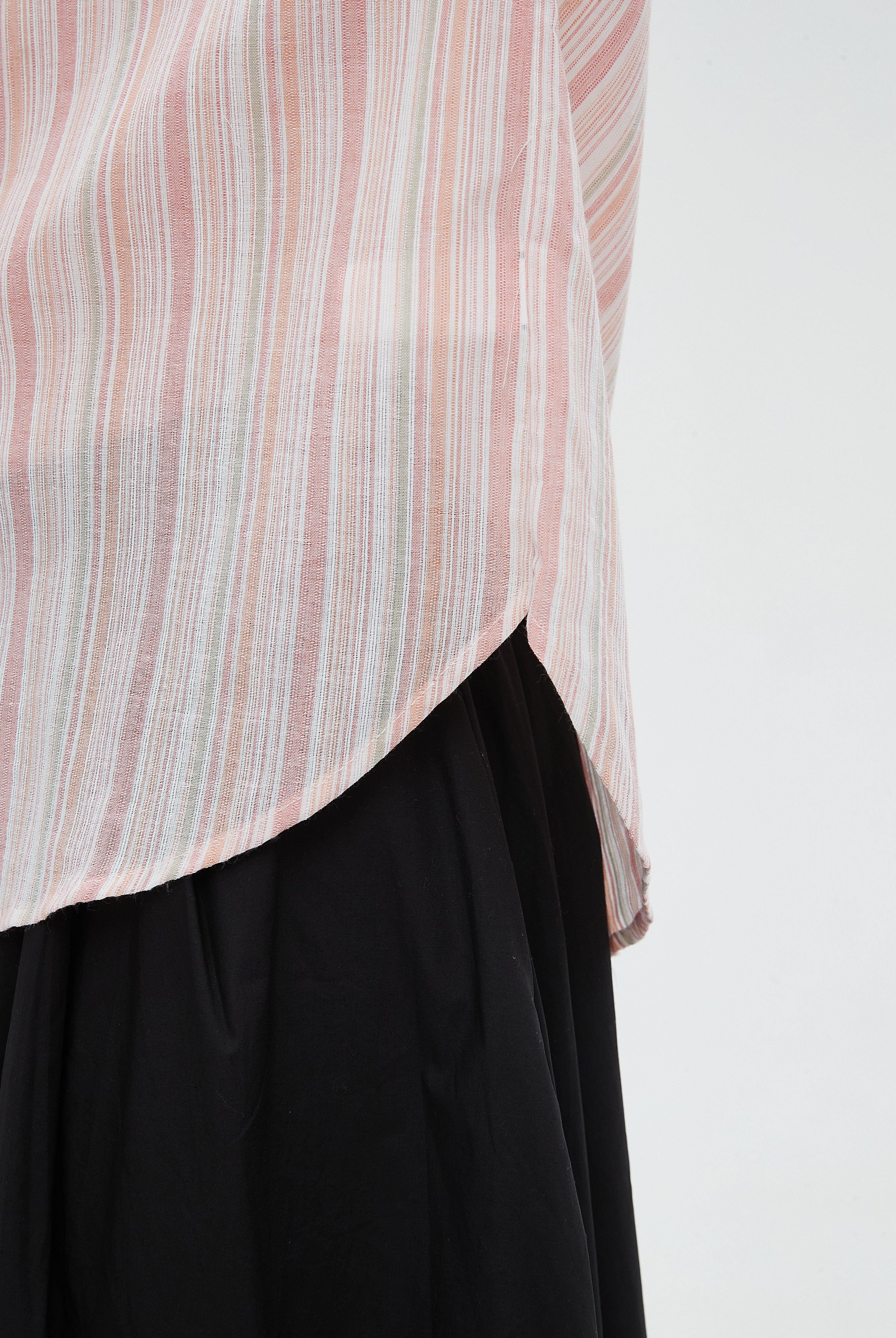 ميكا بلوزة نسائية مخططة بالطويل بأكمام طويلة