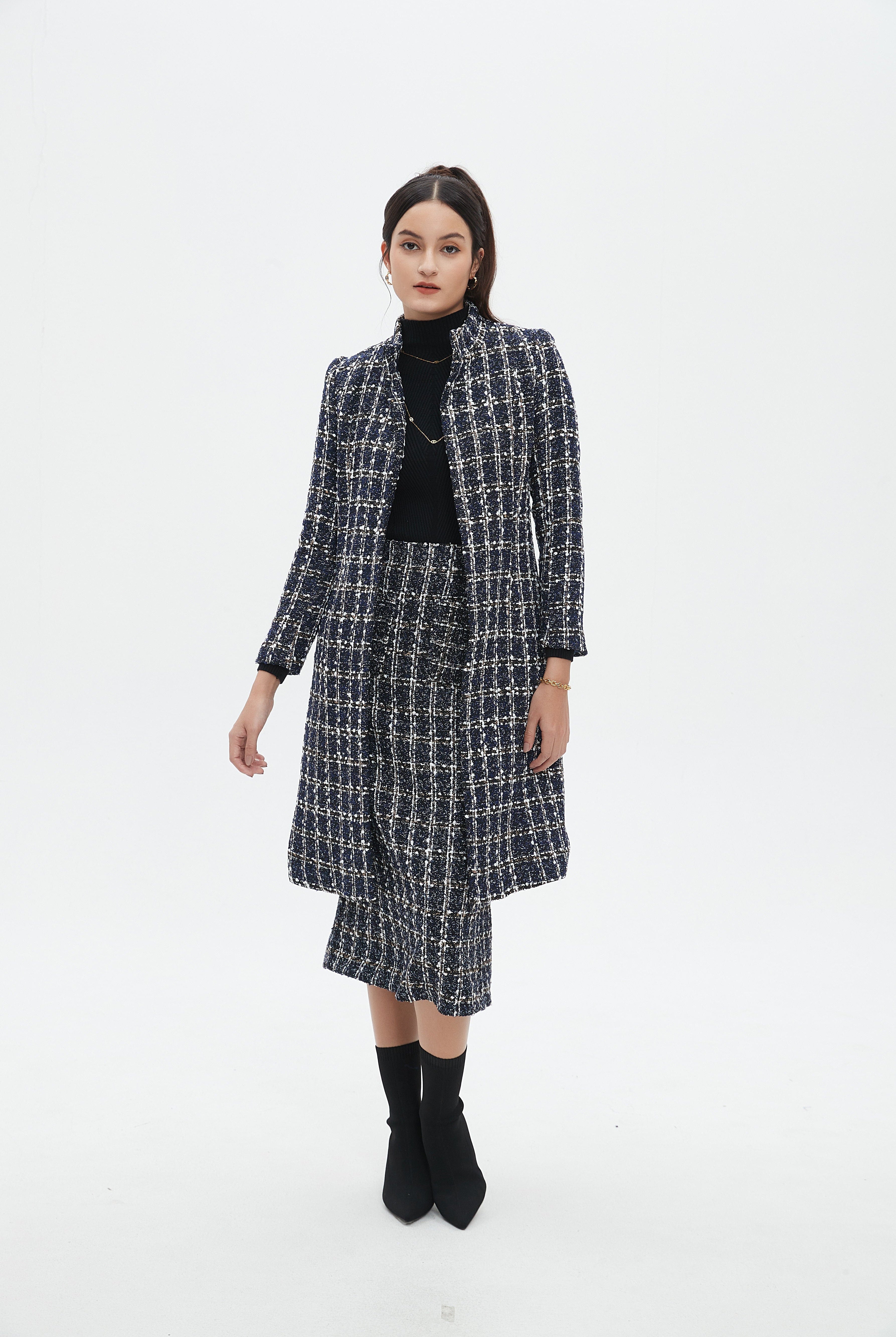 نتشي معطف بأكمام طويلة مطرز