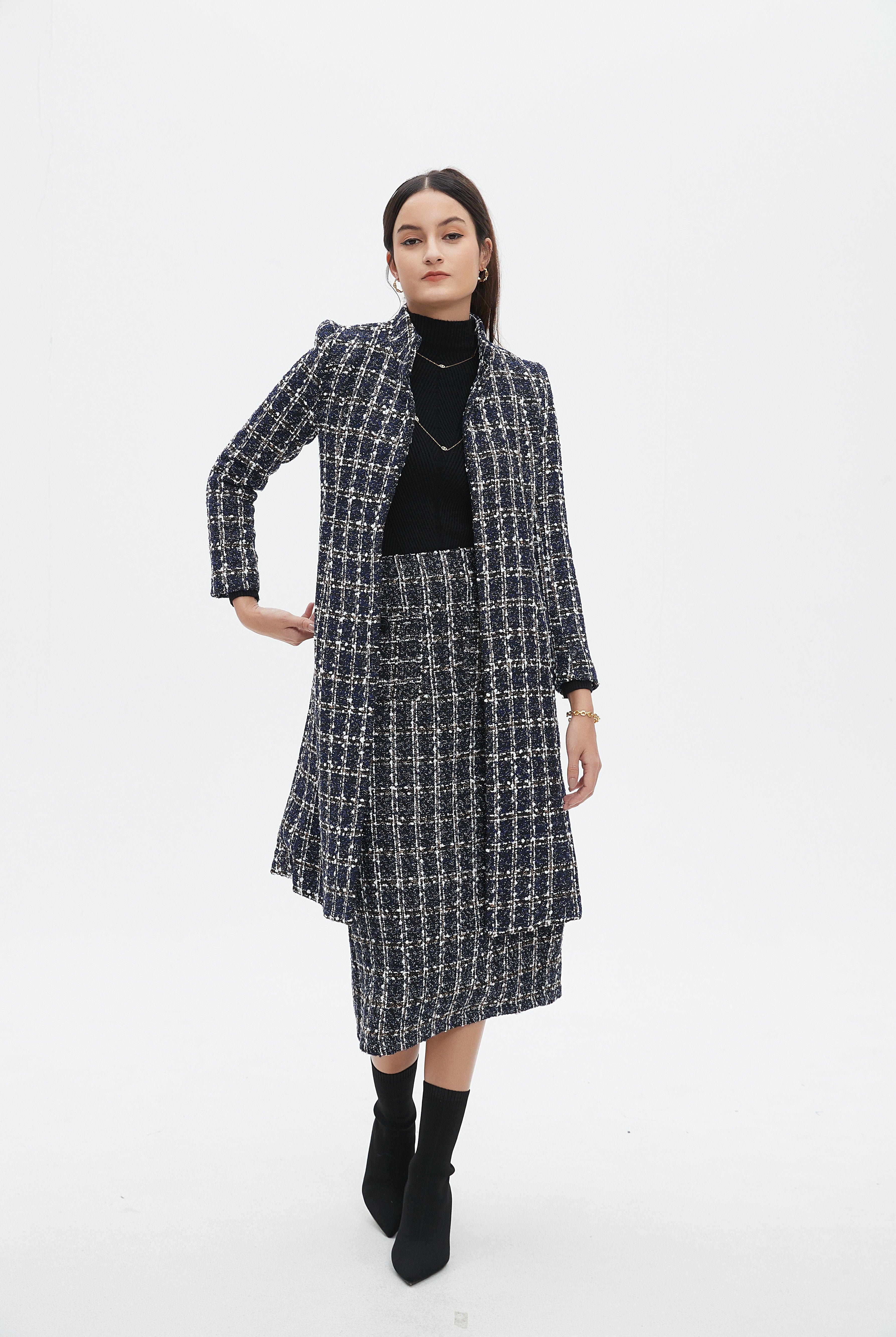 نتشي معطف بأكمام طويلة مطرز