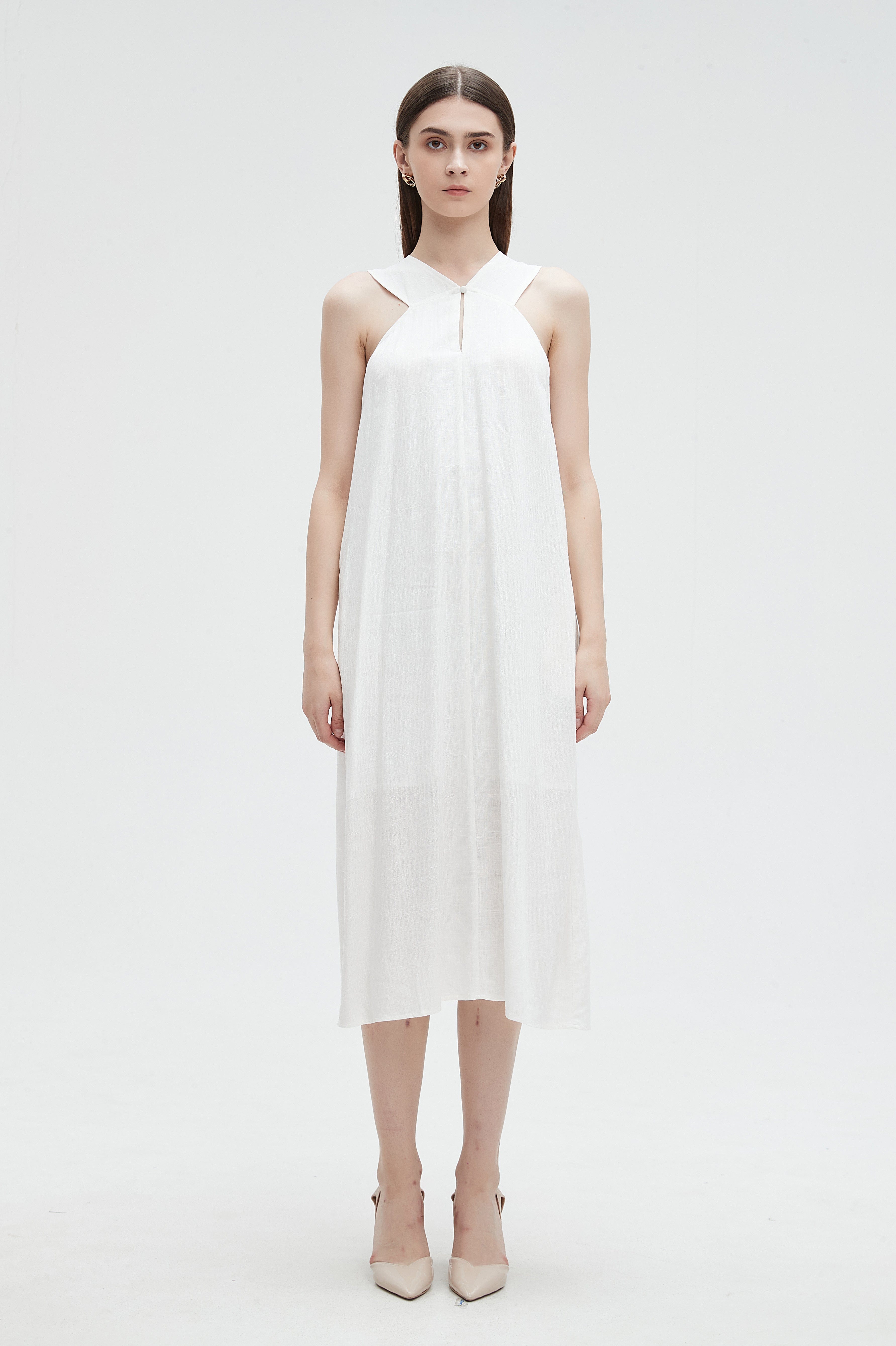 ميكا فستان ميدي بدون أكمام سادة نسائي