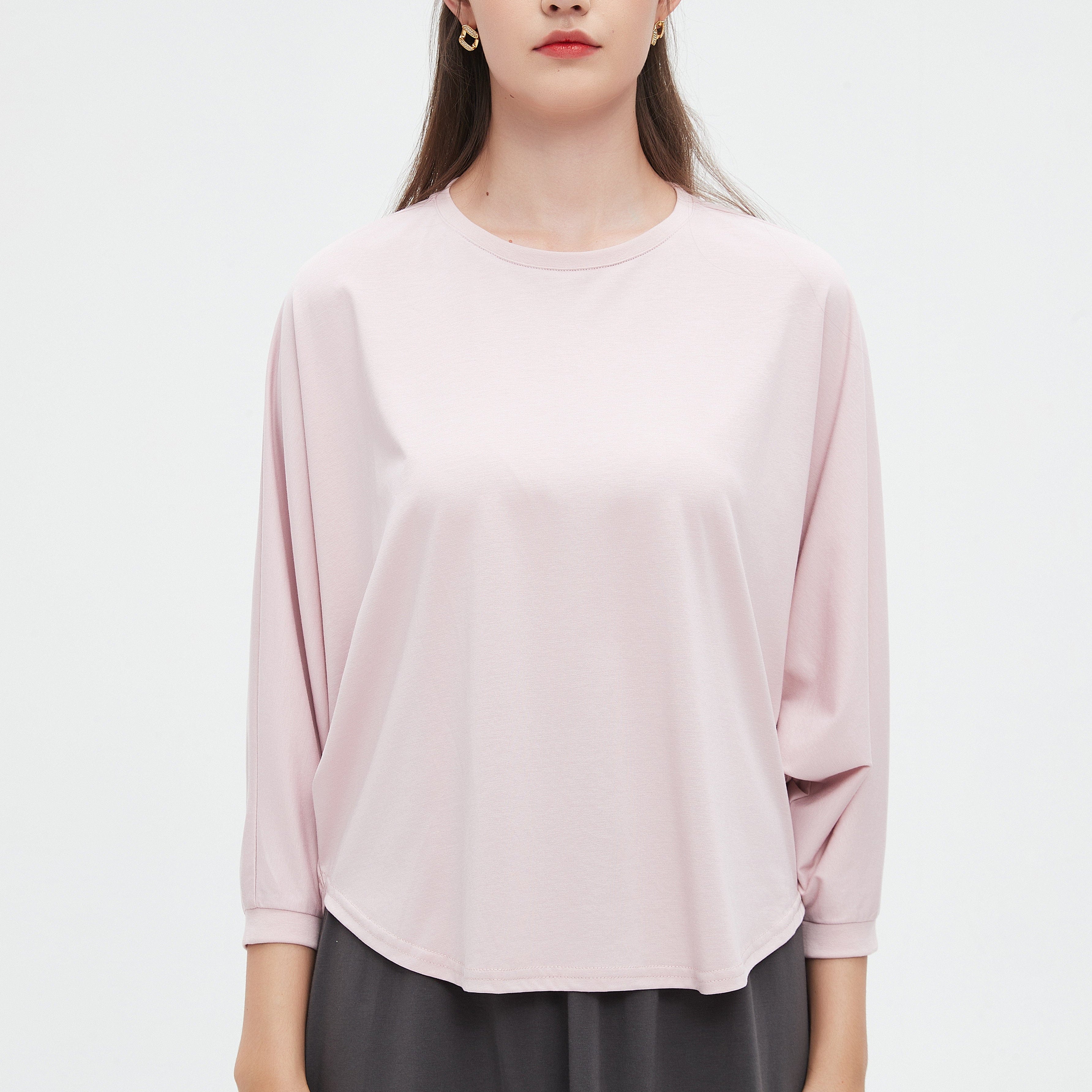 نتشي بلوزة 3/4 كم سادة أوفر سايز