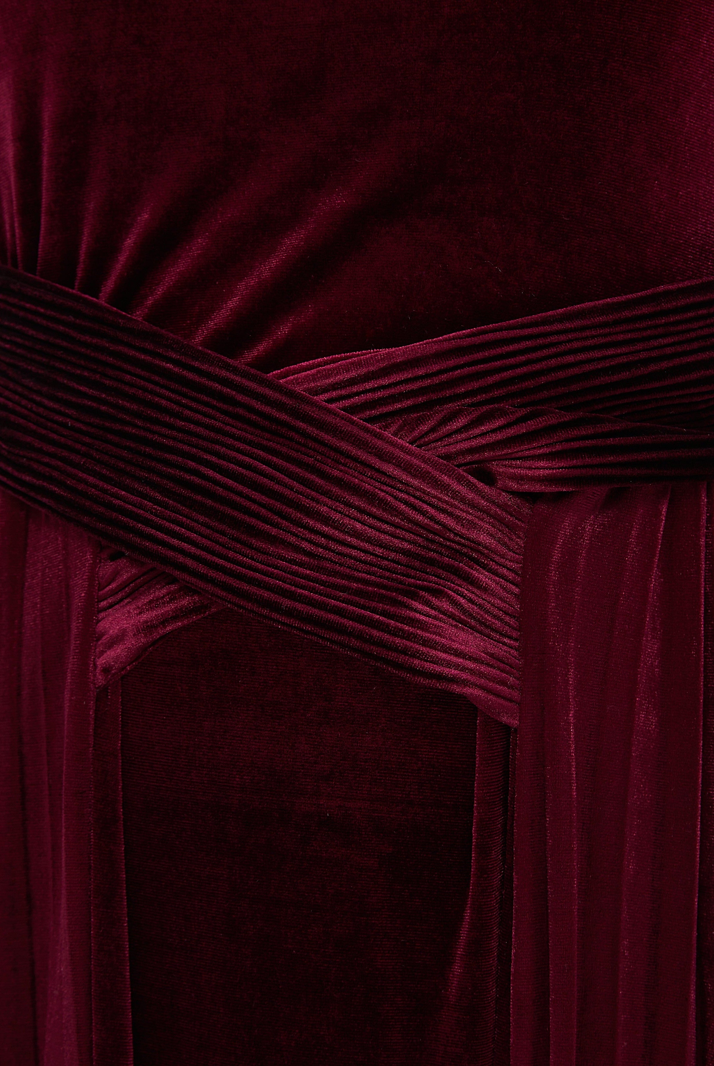 نتشي فستان ماكسي مخصر كم طويل مكشكش من أسفل نسائي